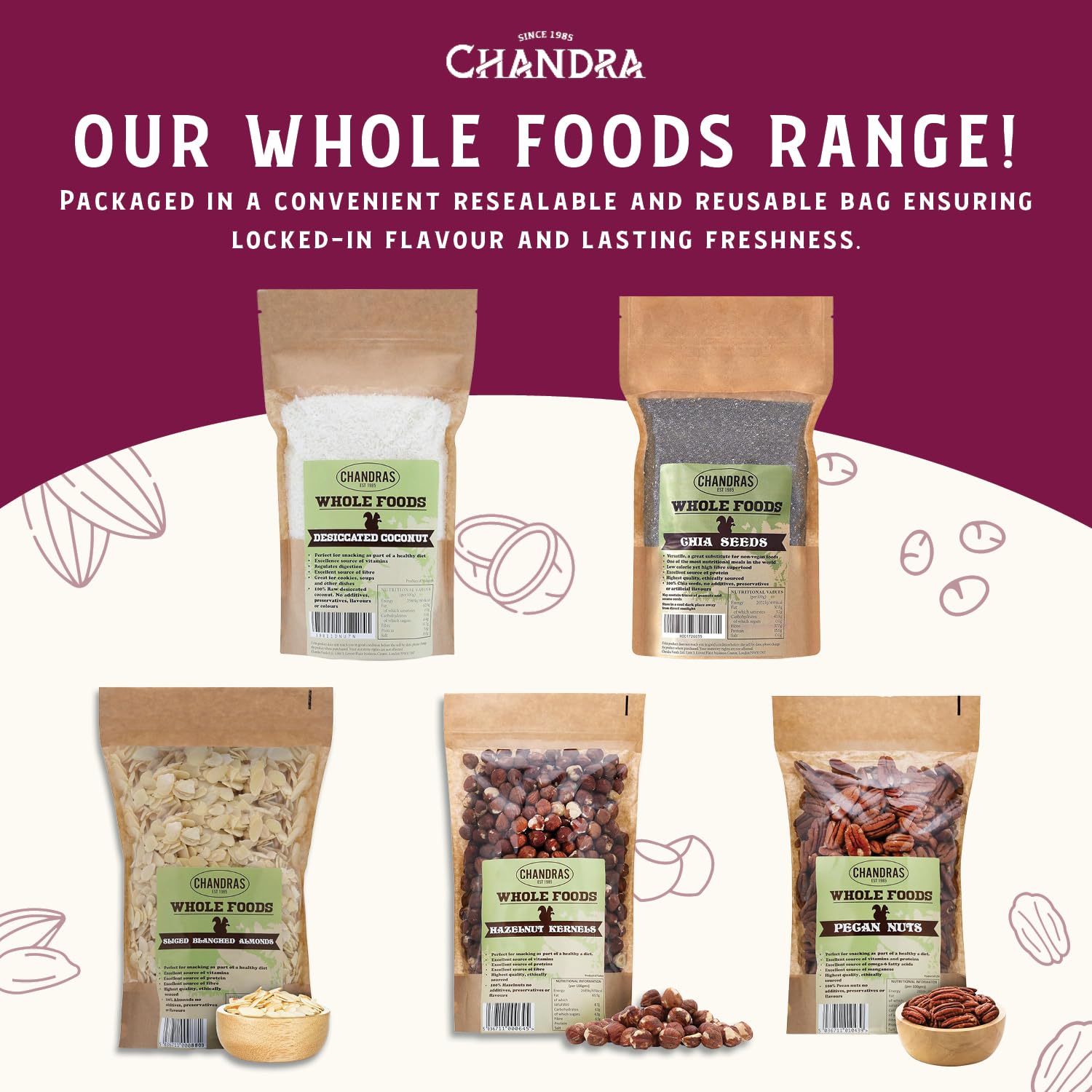 CHANDRA Whole Foods Brazil Nuts - 1kg Raw, Deshelled, Nutrient-Rich 8