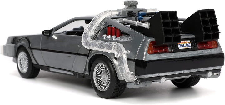 Jada Toys Time Machine Back to The Future 1:24 Scale Die-Cast Vehicle - Silver, LED Light, Ages 8+