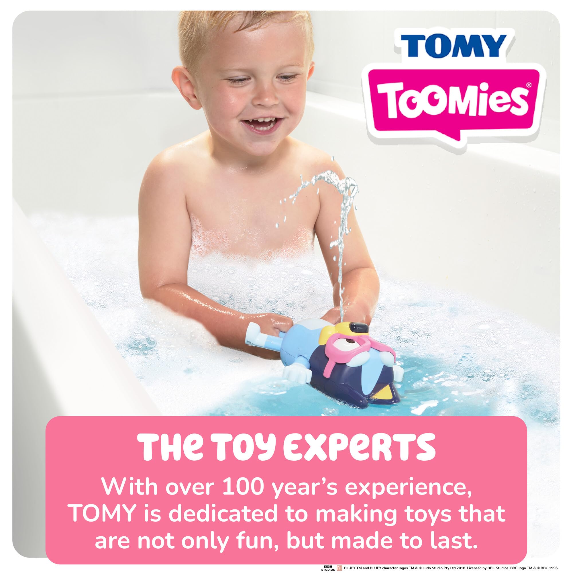 TOMY Toomies Swim School Bluey Floating Water Fountain Squirt Bath Toy for Toddlers 18m+ 6
