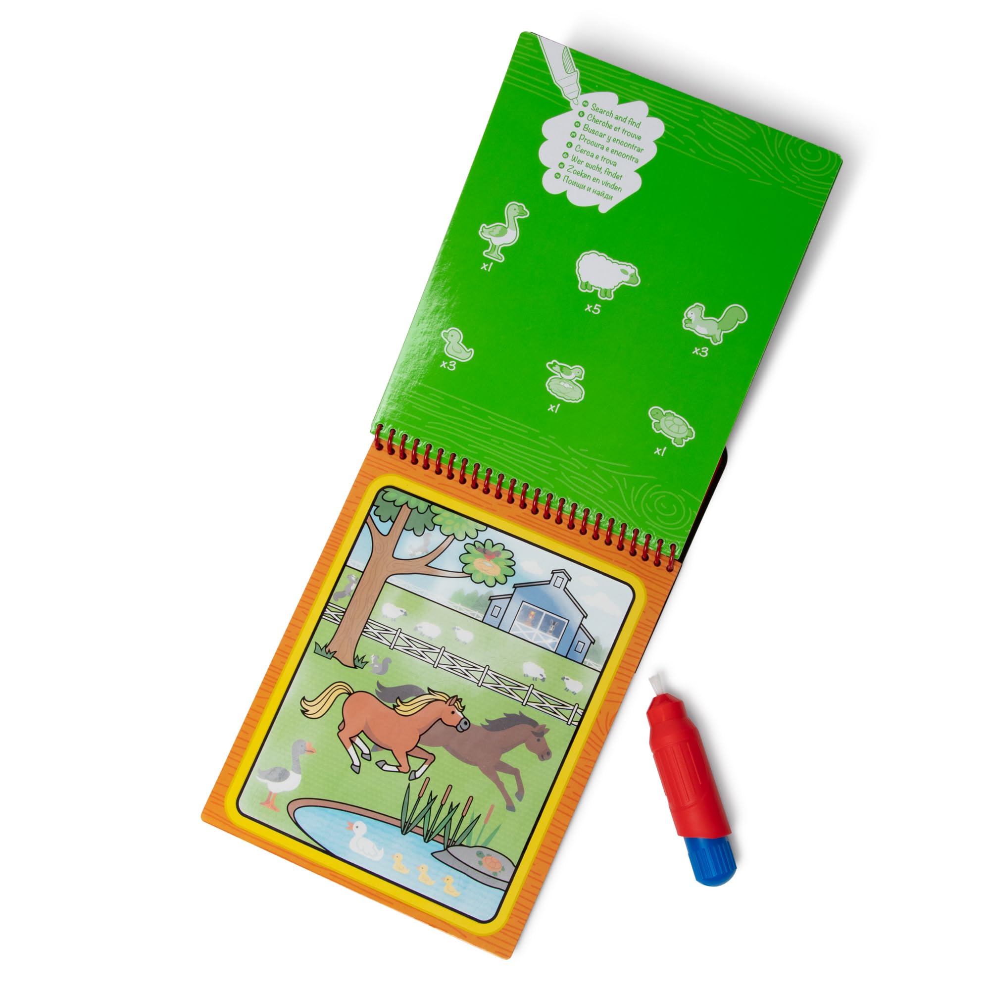 Melissa & Doug Water Reveal Pad - Farm | Reusable Coloring Book with Water Pen | Ages 3-6 12