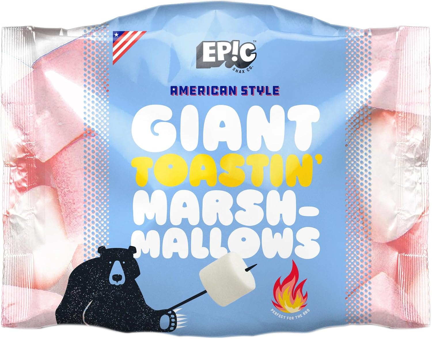 EPIC SNAX CO – Riesige rosa und weiße Toastin‘ Marshmallows nach amerikanischer Art, 500 g