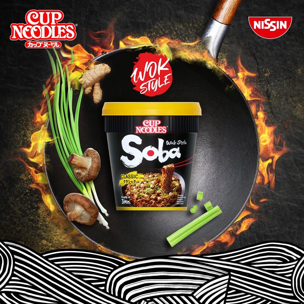 NISSIN Cup Noodles Soba Wok Style Sukiyaki Beef Flavoured Instant Noodles, Pack of 8, 712g 7