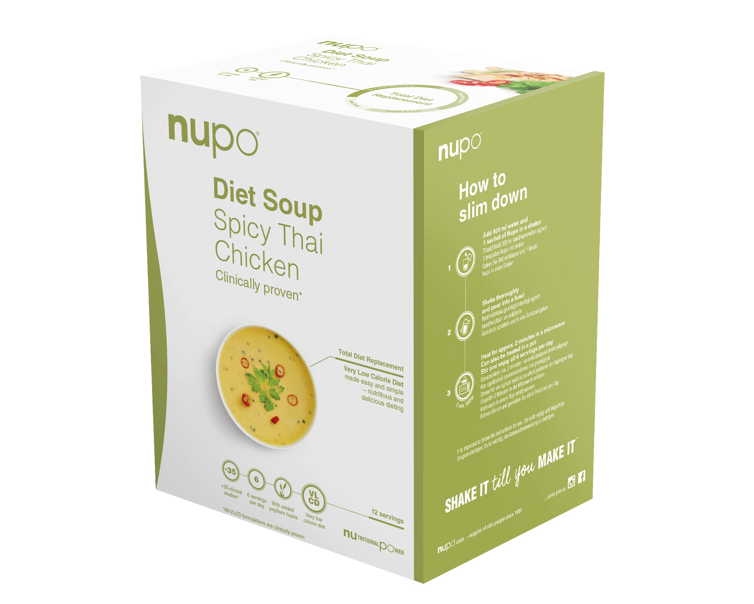 NUPO Diet Meal Replacement Gluten Free Spicy Thai Chicken Soup (12 Servings)
