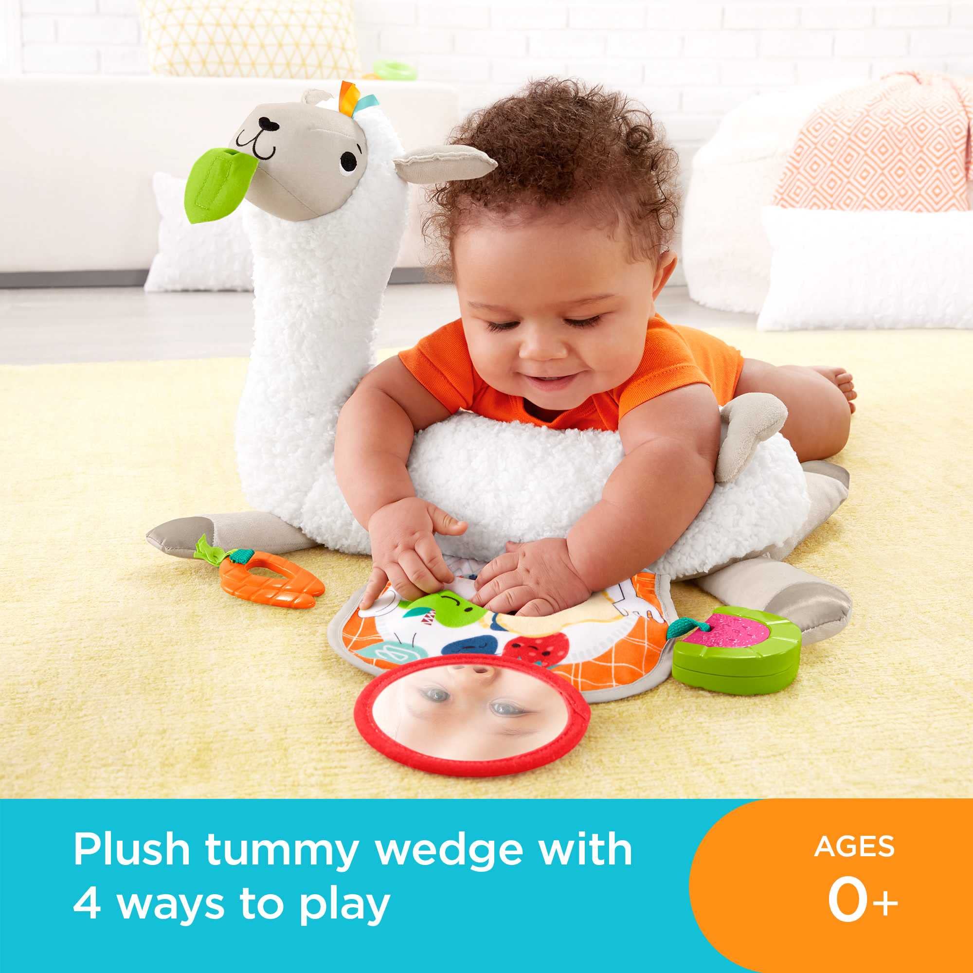 Fisher-Price Tummy Time Llama Plush - 4-in-1 Grow-with-Me Baby Toy for Sensory Play & Development 5