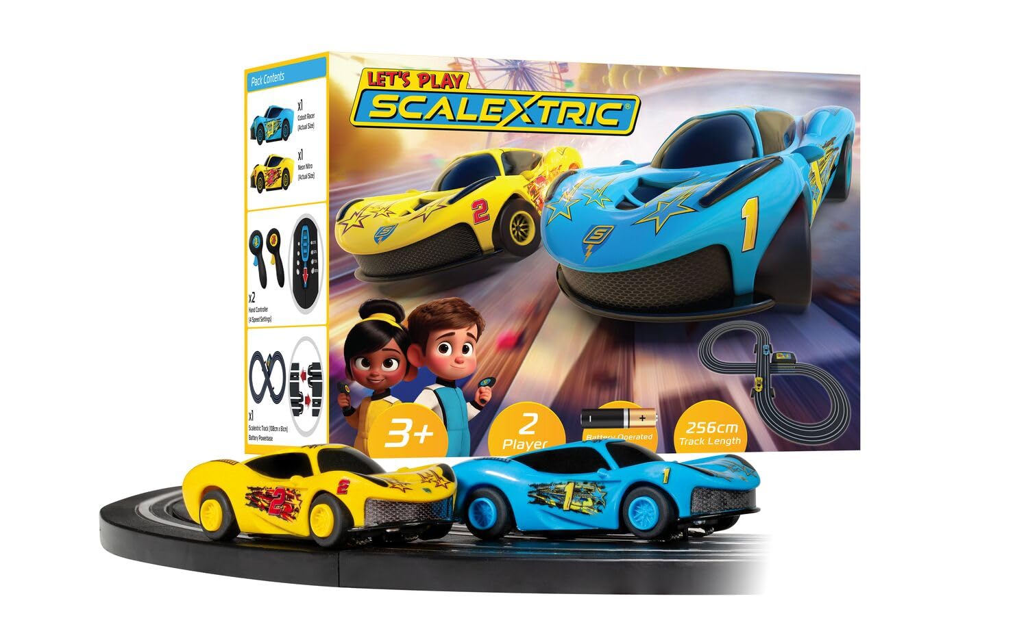 Scalextric Let's Play! G1188M Racing Track Set - Ages 3+ | Battery Powered | 2 Cars Included