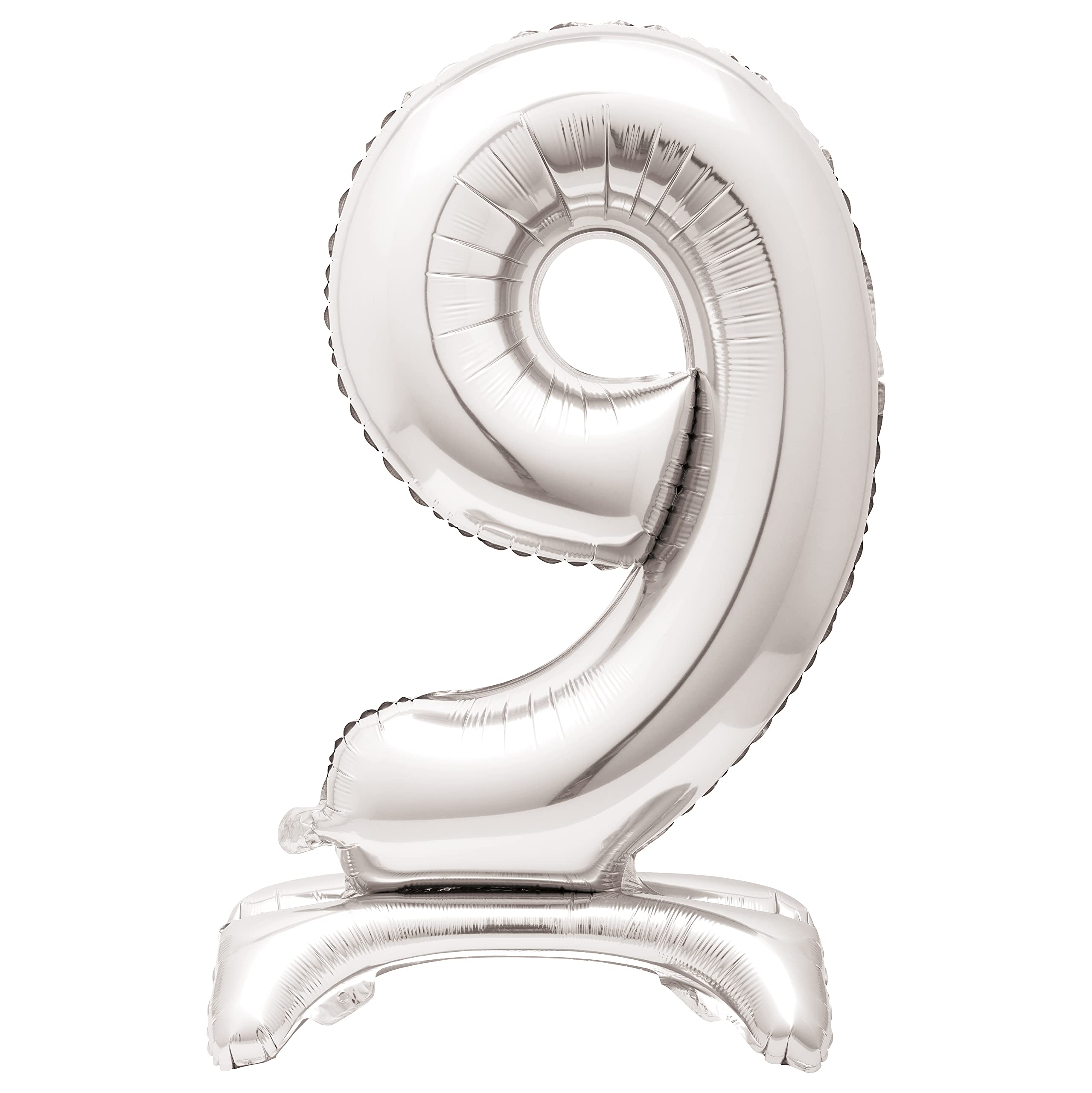 Majestic Silver Number 9 Foil Balloon - 76cm Standalone Party Decor