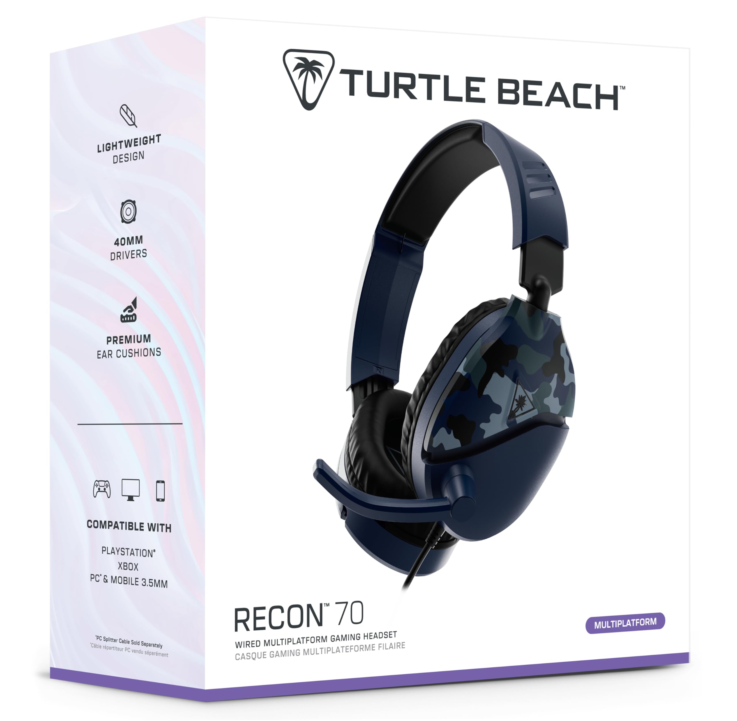 Turtle Beach Recon 70 Camo Blue Gaming Headset for PS5, PS4, Xbox, Switch, PC 5