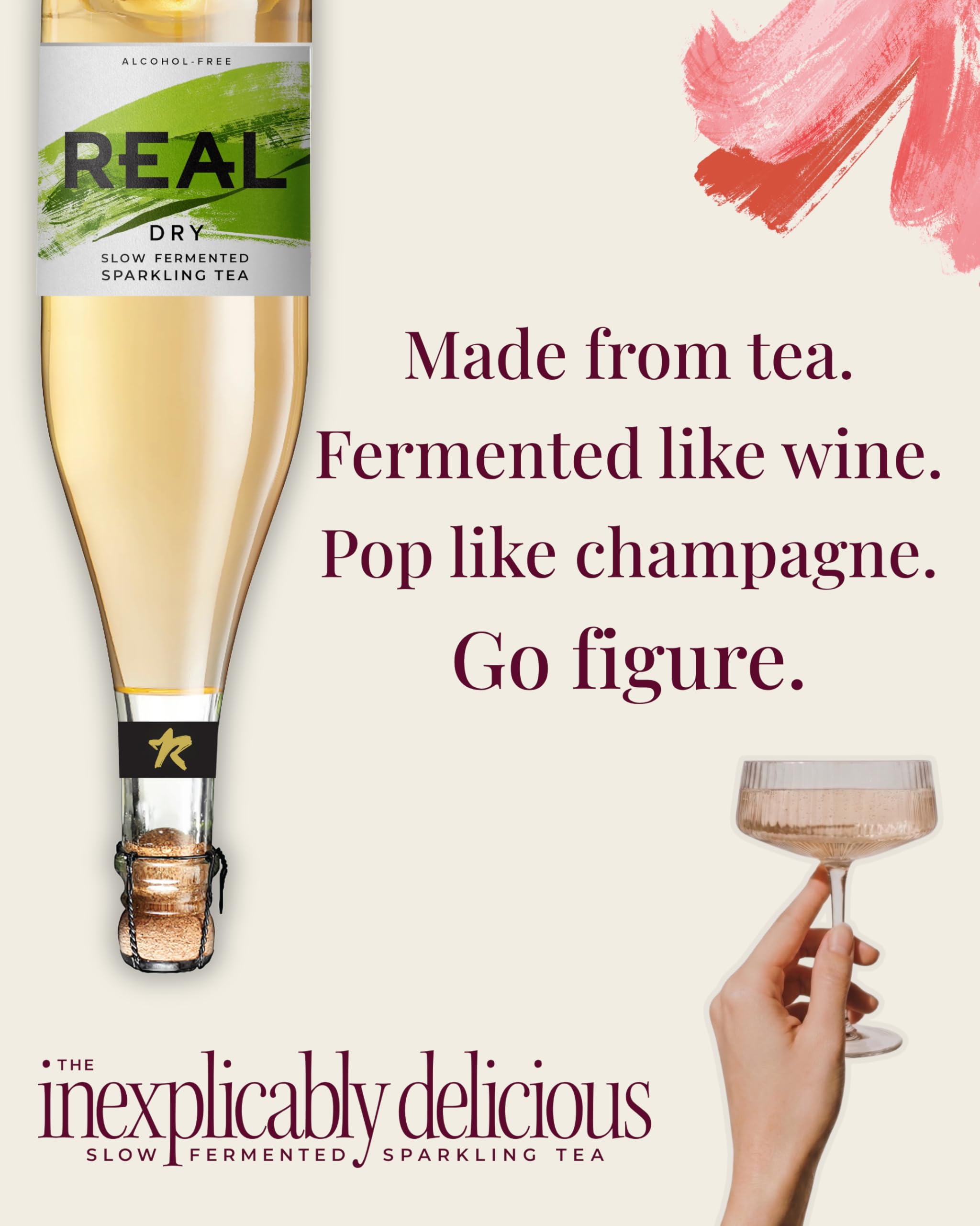 REAL Kombucha Dry Slow Fermented Sparkling Tea - 750ml | Natural Ingredients | Award-Winning