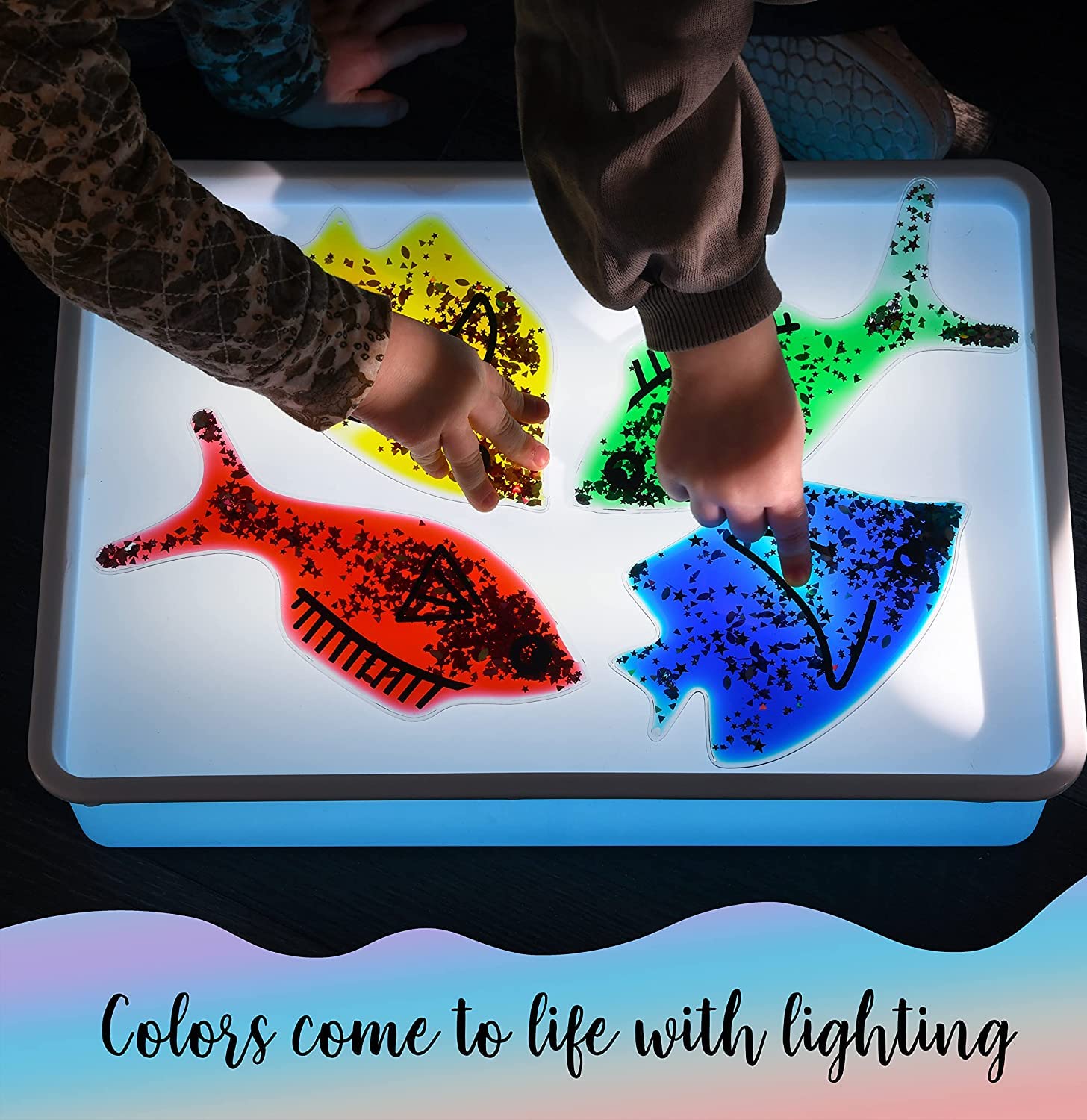 Gel Squidgy Sparkle Sensory Fish Fidget Toys - 4 Pack for Tactile Play 5