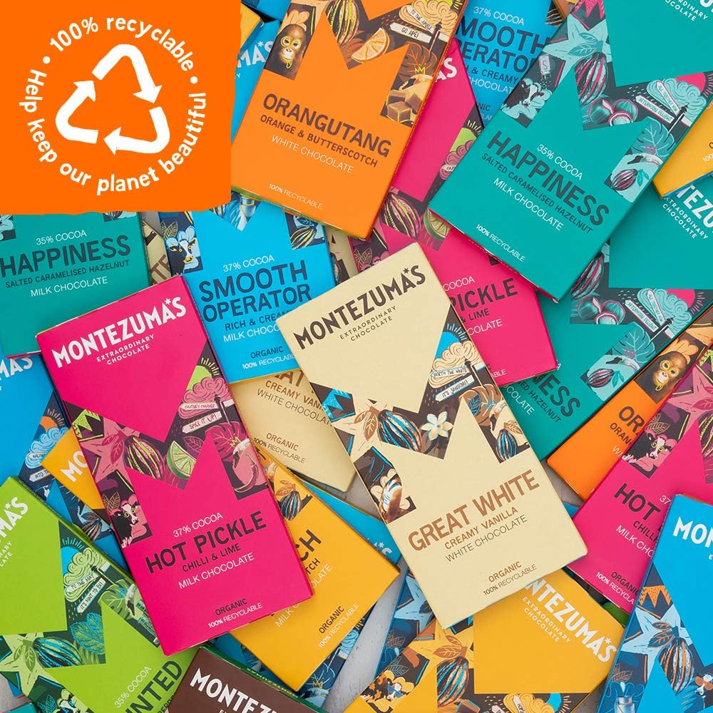 Montezuma's Happiccino, 35% Cocoa, Milk Chocolate With Coffee & Cocoa Nibs, Glut 7