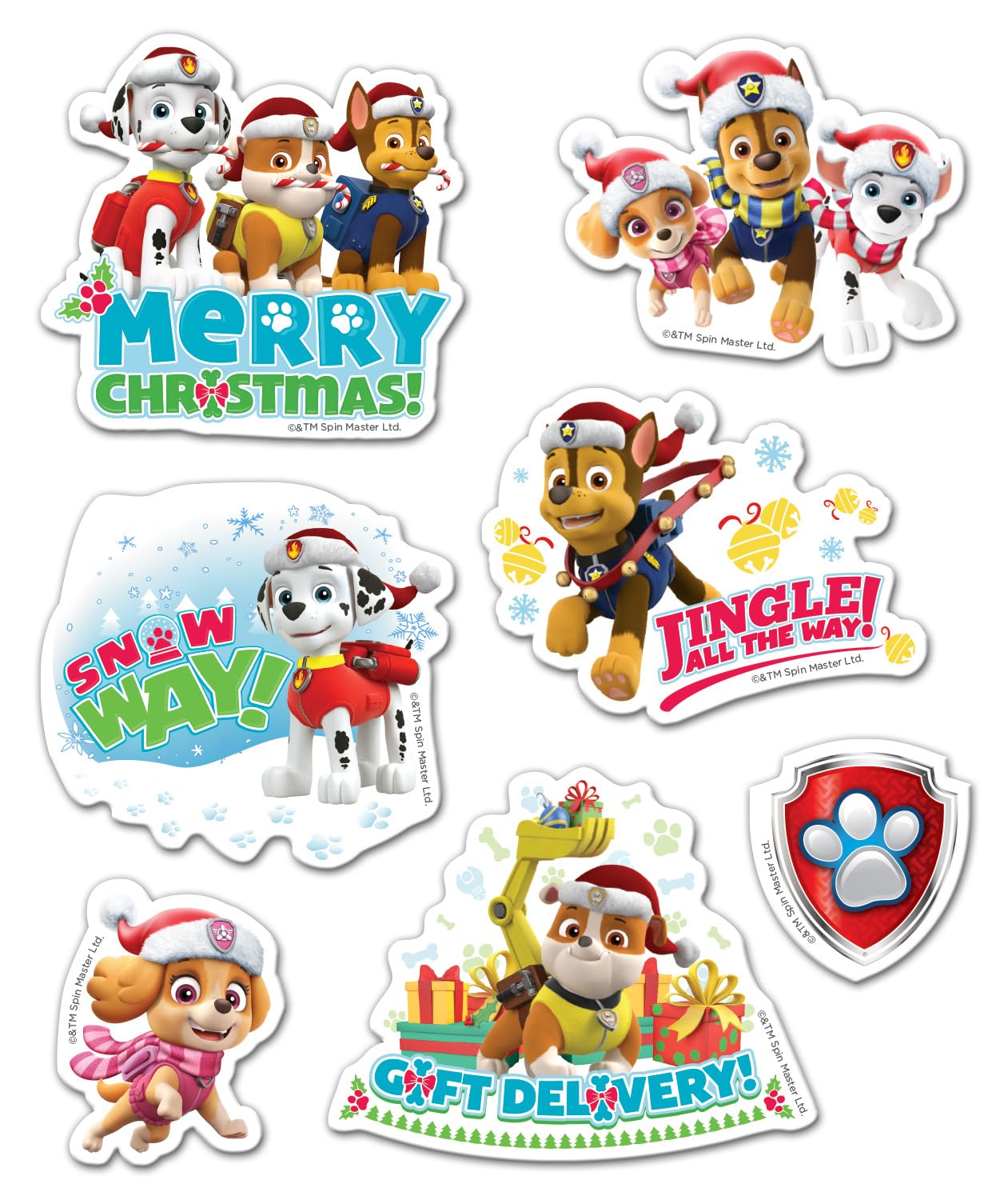 PAW Patrol Christmas Assortment Pack - 50+ Stickers in 3 Types: Glossy, Foiled & Die-Cut
