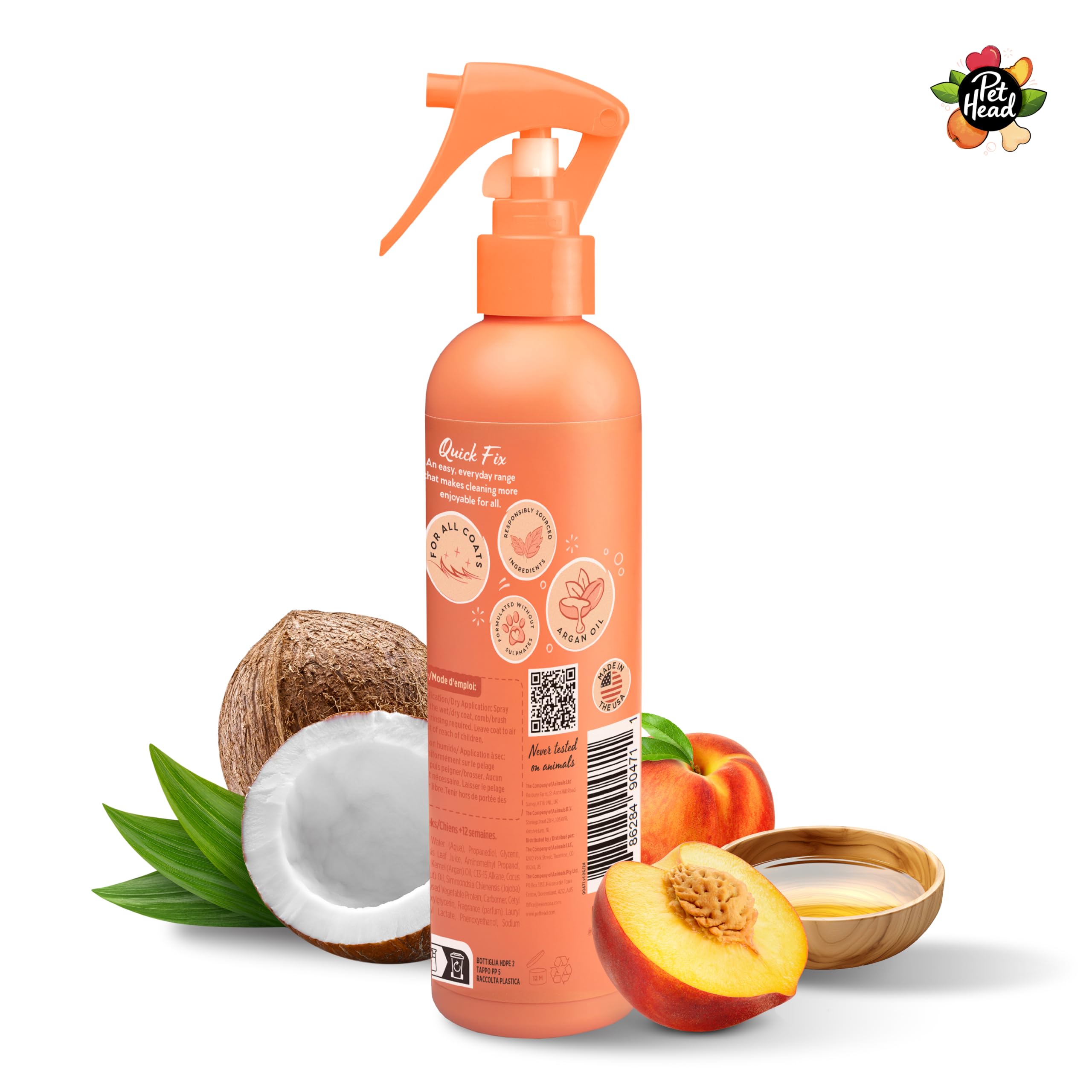 Pet Head Quick Fix Leave-In Conditioner Spray for Dogs - Peach Scent | 300 ml