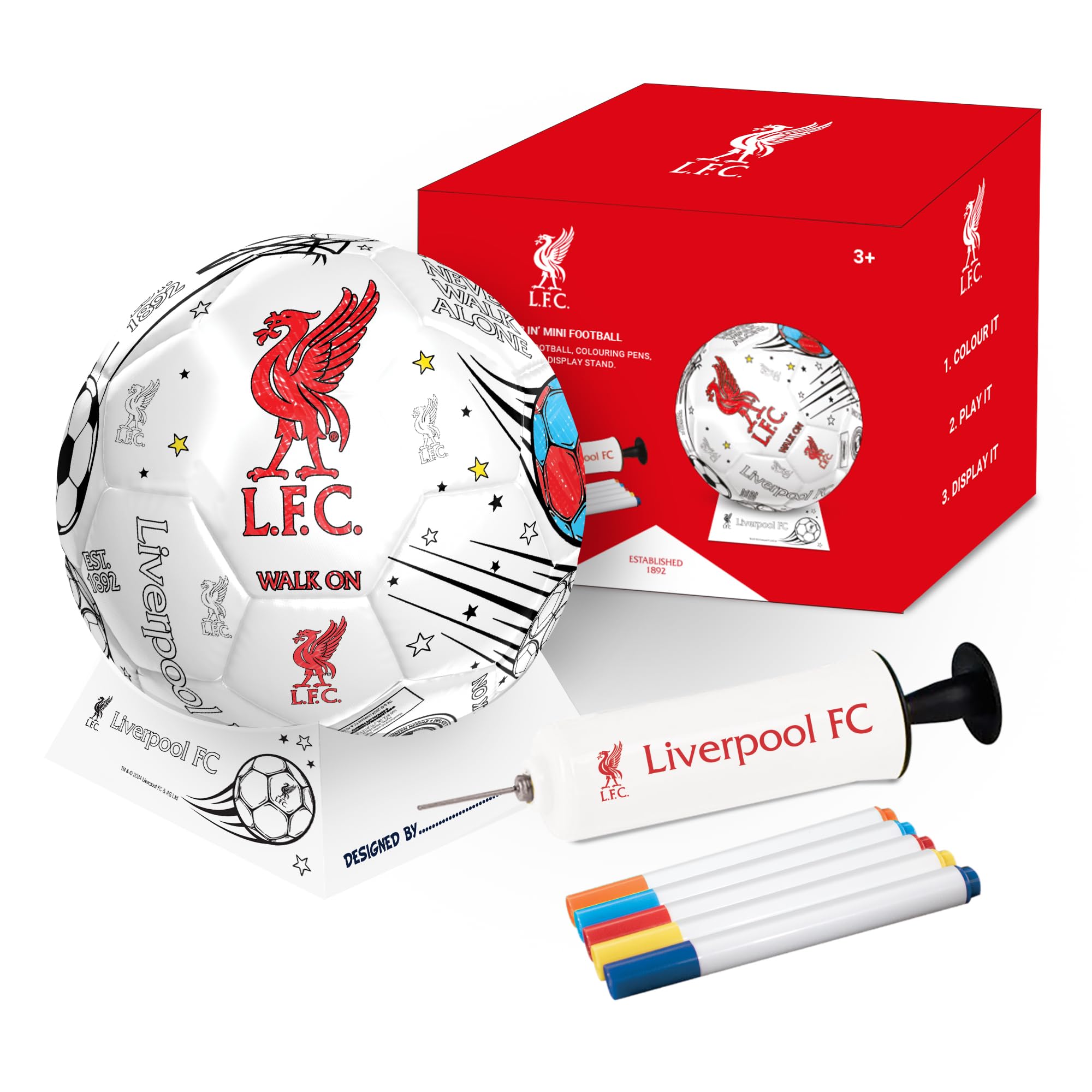 Hy-Pro Liverpool F.C. Scribble Football - Size 2 Colour In Set | Includes 5 Pens & Pump
