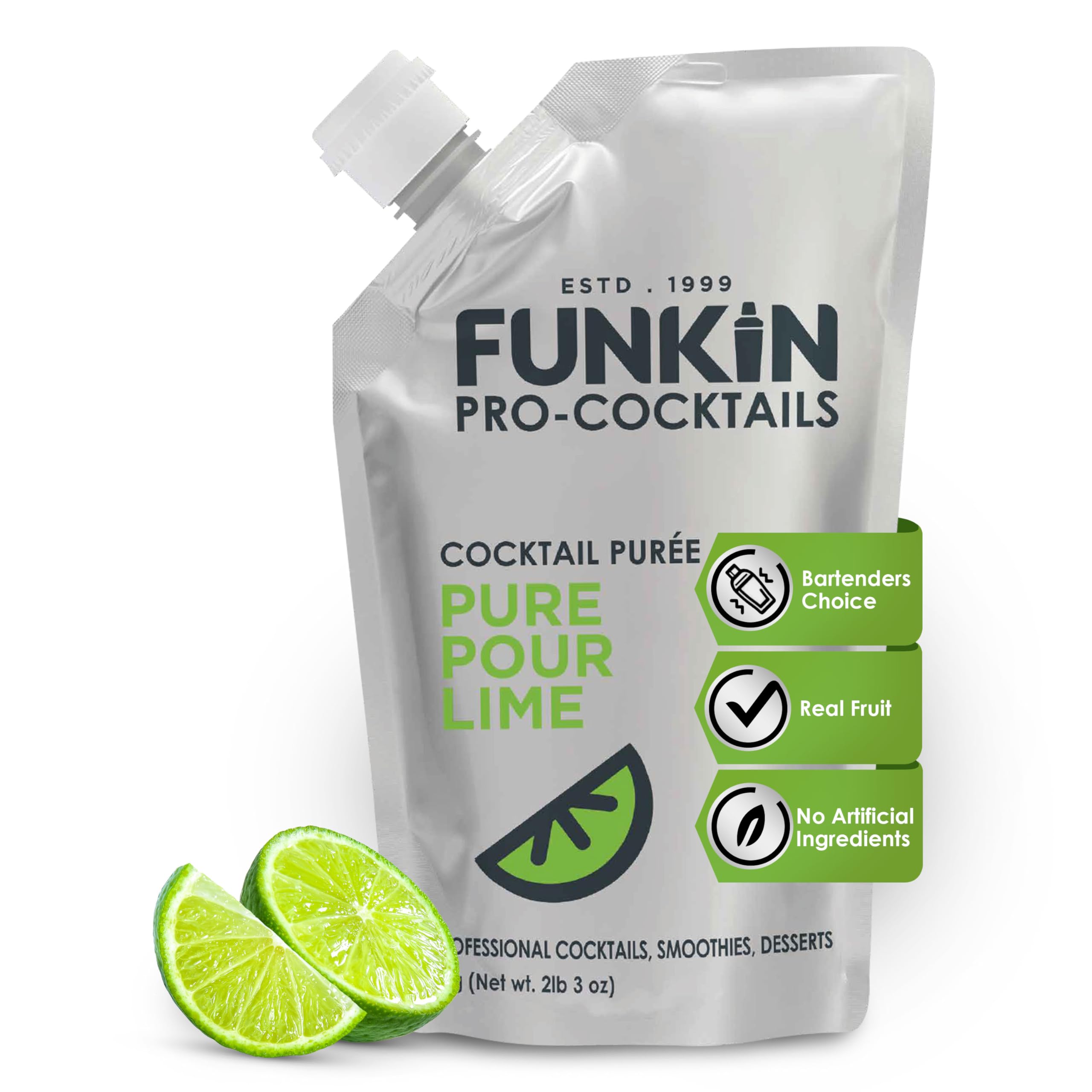 Funkin Pro Pure Lime Juice for Cocktails, Cooking & Baking, Real Fruit Juice