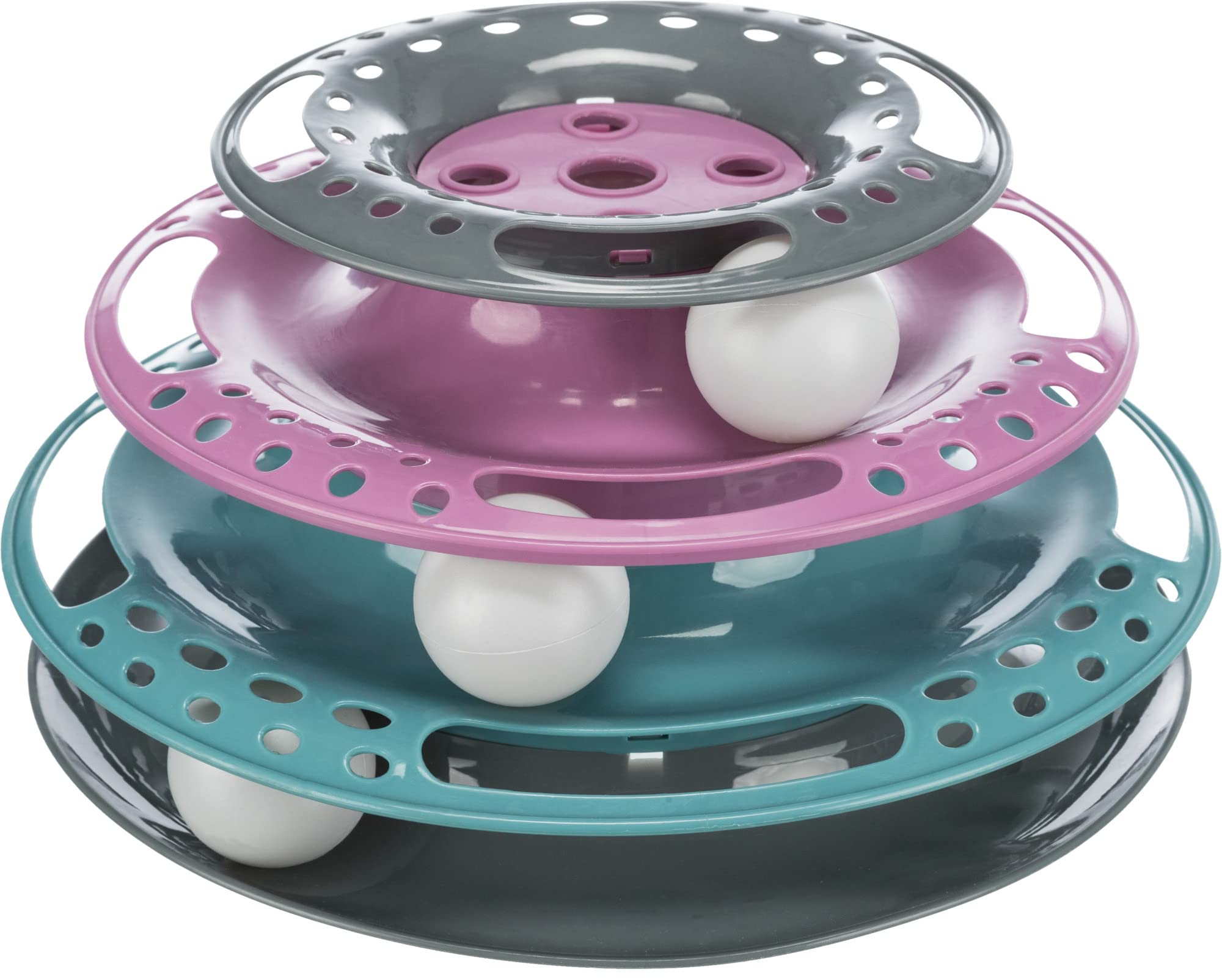 TRIXIE Cat Circle Tower Catch The Balls - Multi-Level Play | Durable Plastic | Compact 25cm