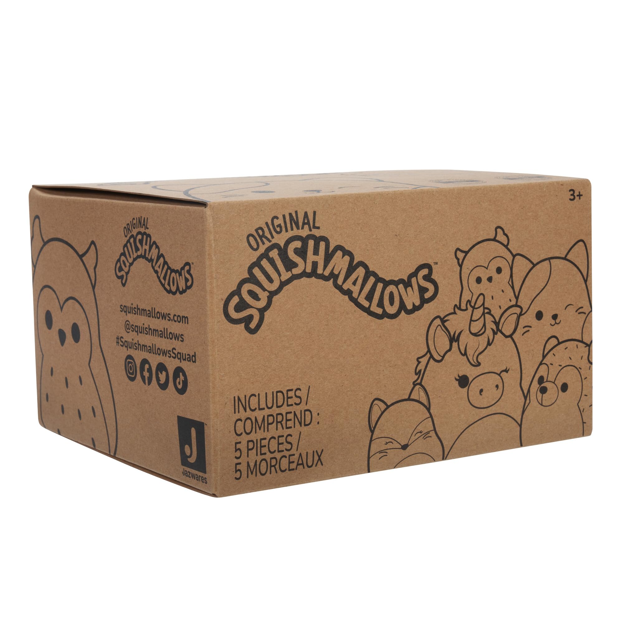 Squishmallows 3.5-Inch Clip-On 5 Pack Plush - Blue Skunk, Cream Bat, Purple Character 7