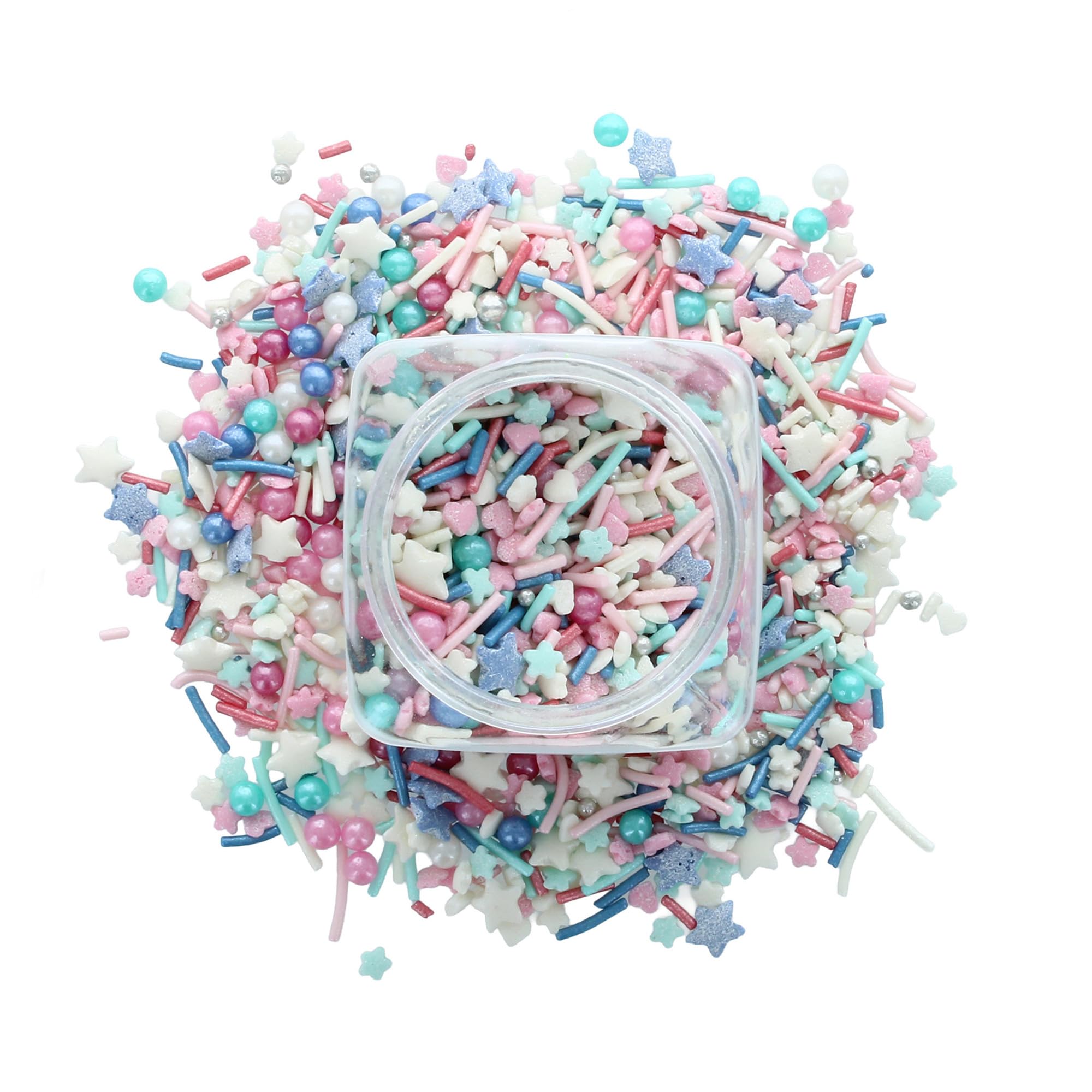 Baked with Love - Party Fun Sprinkles Mix | Blue, Pink & White Edible Cake Decorations | 90g Resealable Bottle 6