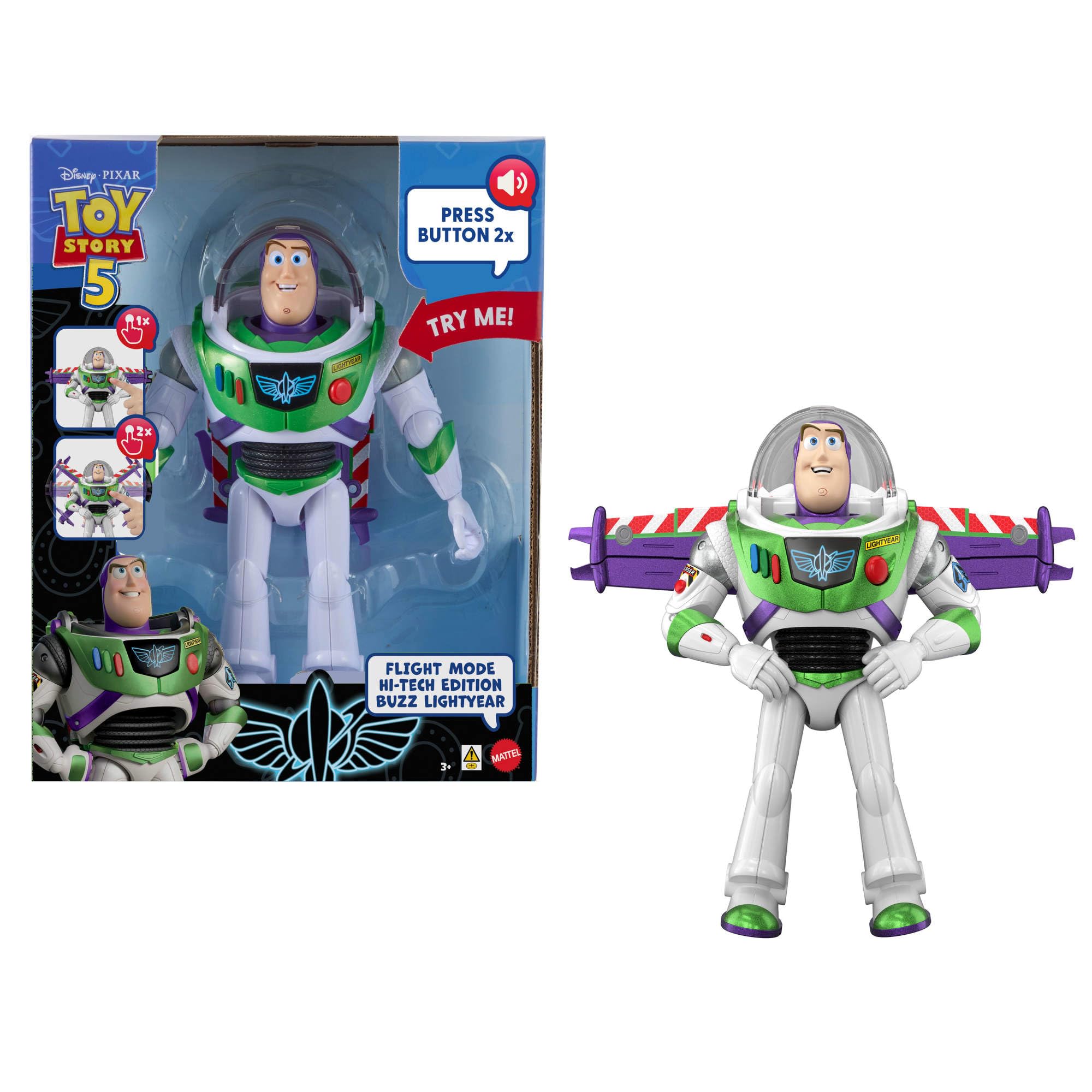Mattel Toy Story 5 Buzz Lightyear Action Figure - 12" Flight Mode Hi-Tech | 35+ Sounds & Phrases | Ages 3+ 1