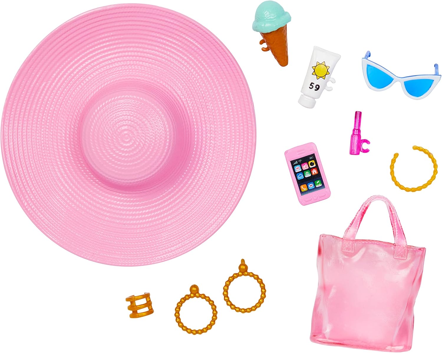 Barbie Doll - Pink & White Swimsuit with Beach Accessories, Ages 3+ 3