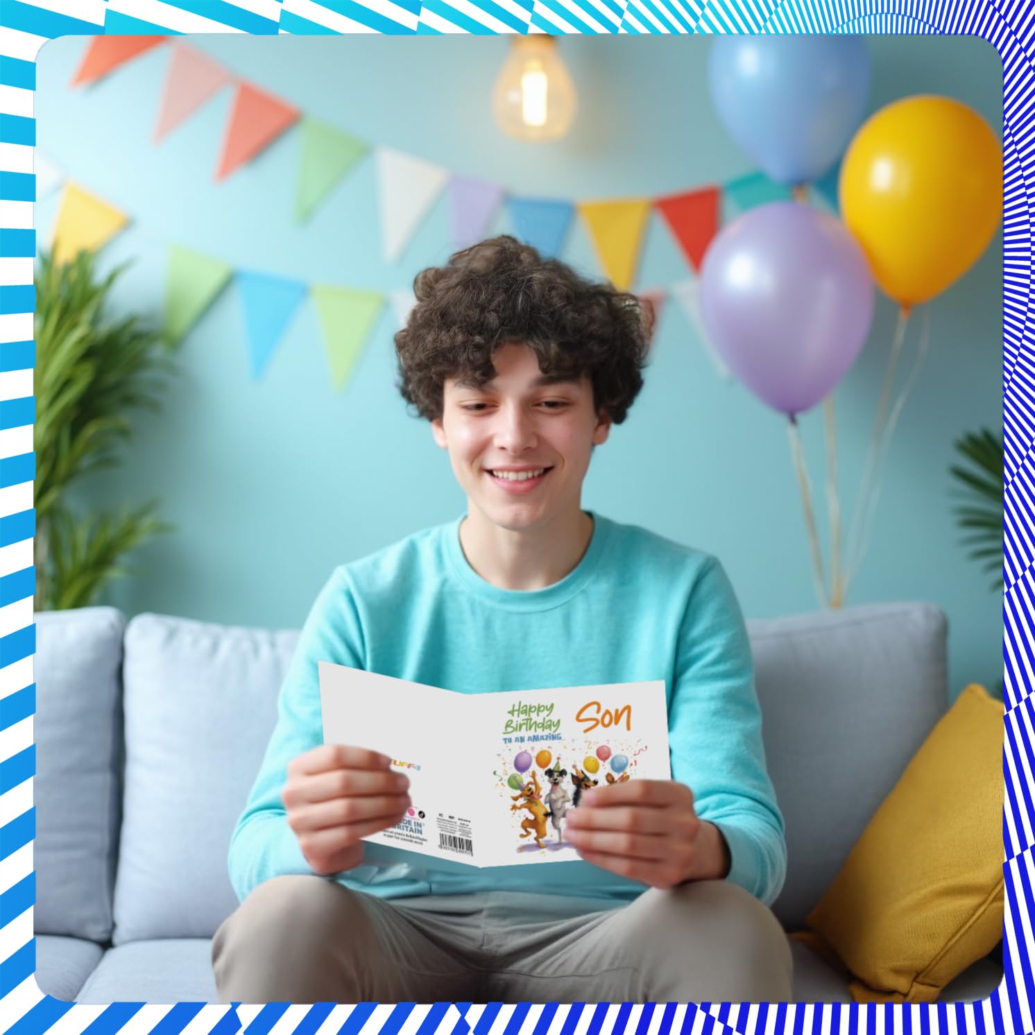 Stuff4 Playful Birthday Card for Son - Square Format | Blank Inside | Envelope Included 7