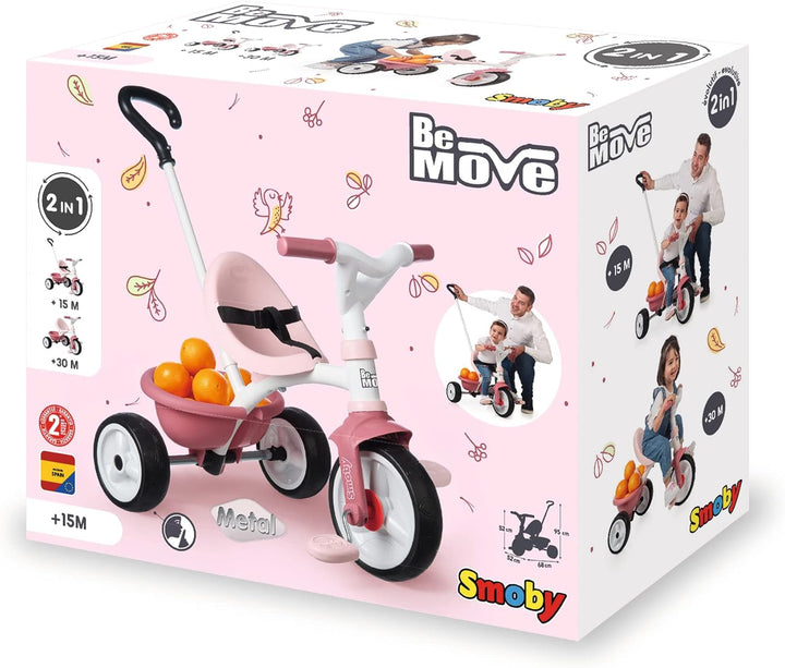 Smoby Be Move Pink Children's Tricycle - Safe and Ergonomic Tricycle for Kids Aged 15 Months to 3 Years