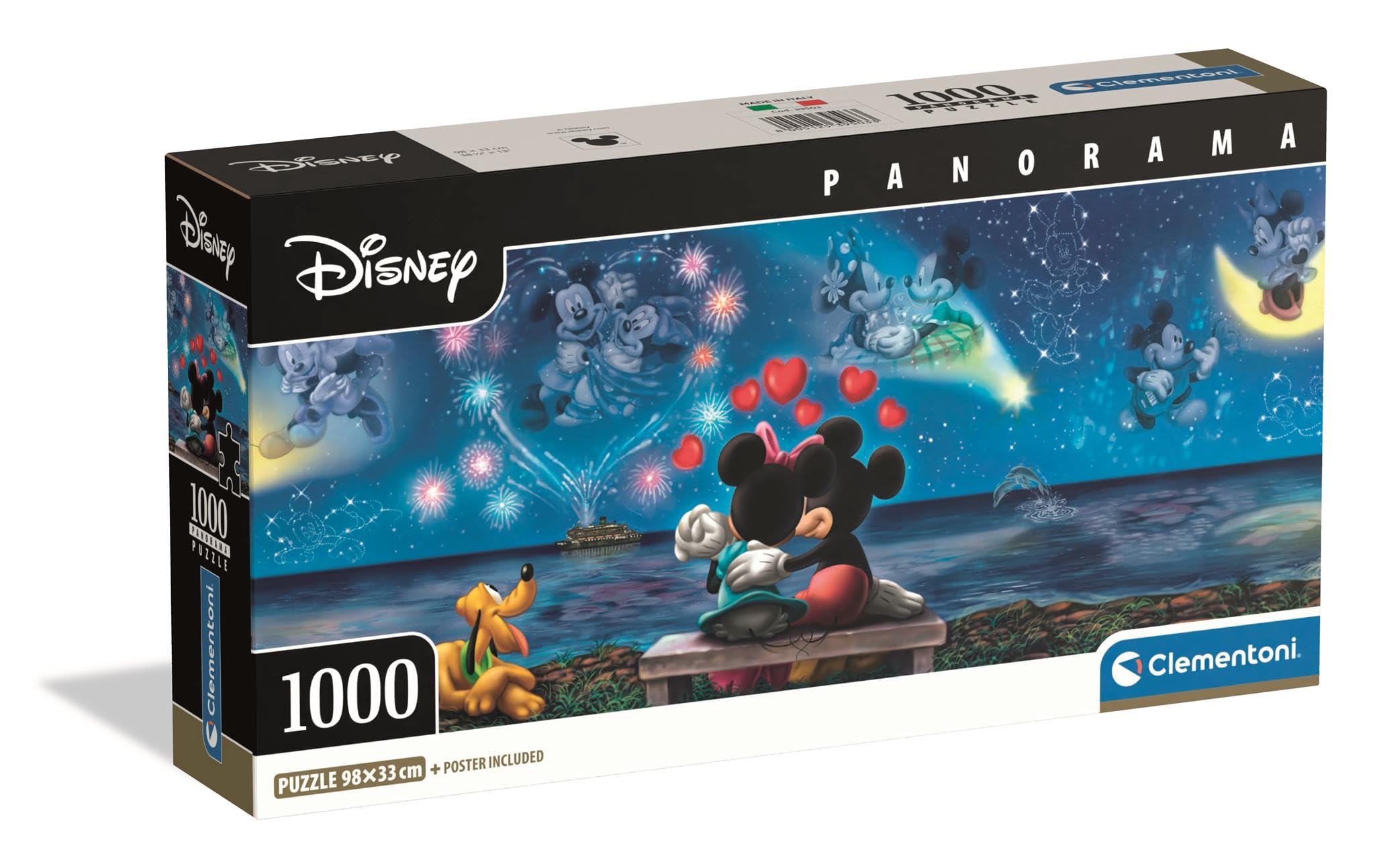 Clementoni 1000 Piece Panorama Jigsaw Puzzle Mickey & Minnie Compact Box