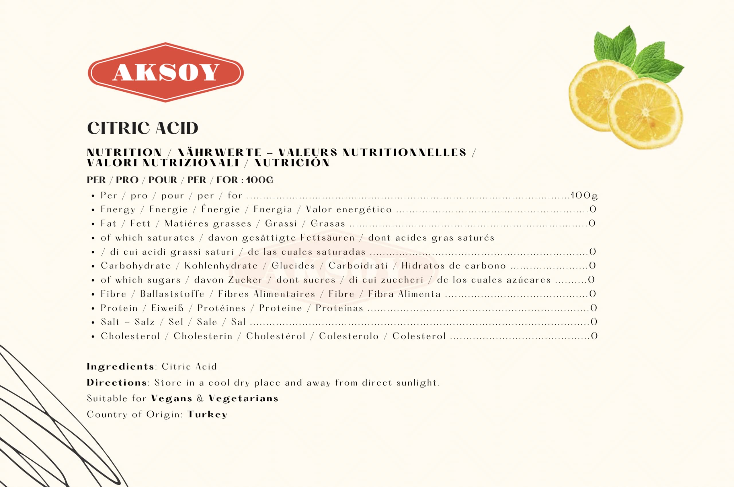 Aksoy – Zitronensäure in Lebensmittelqualität, 1,25 kg | gentechnikfrei, wasserfrei, zum Reinigen, Einmachen und für Badebomben 8