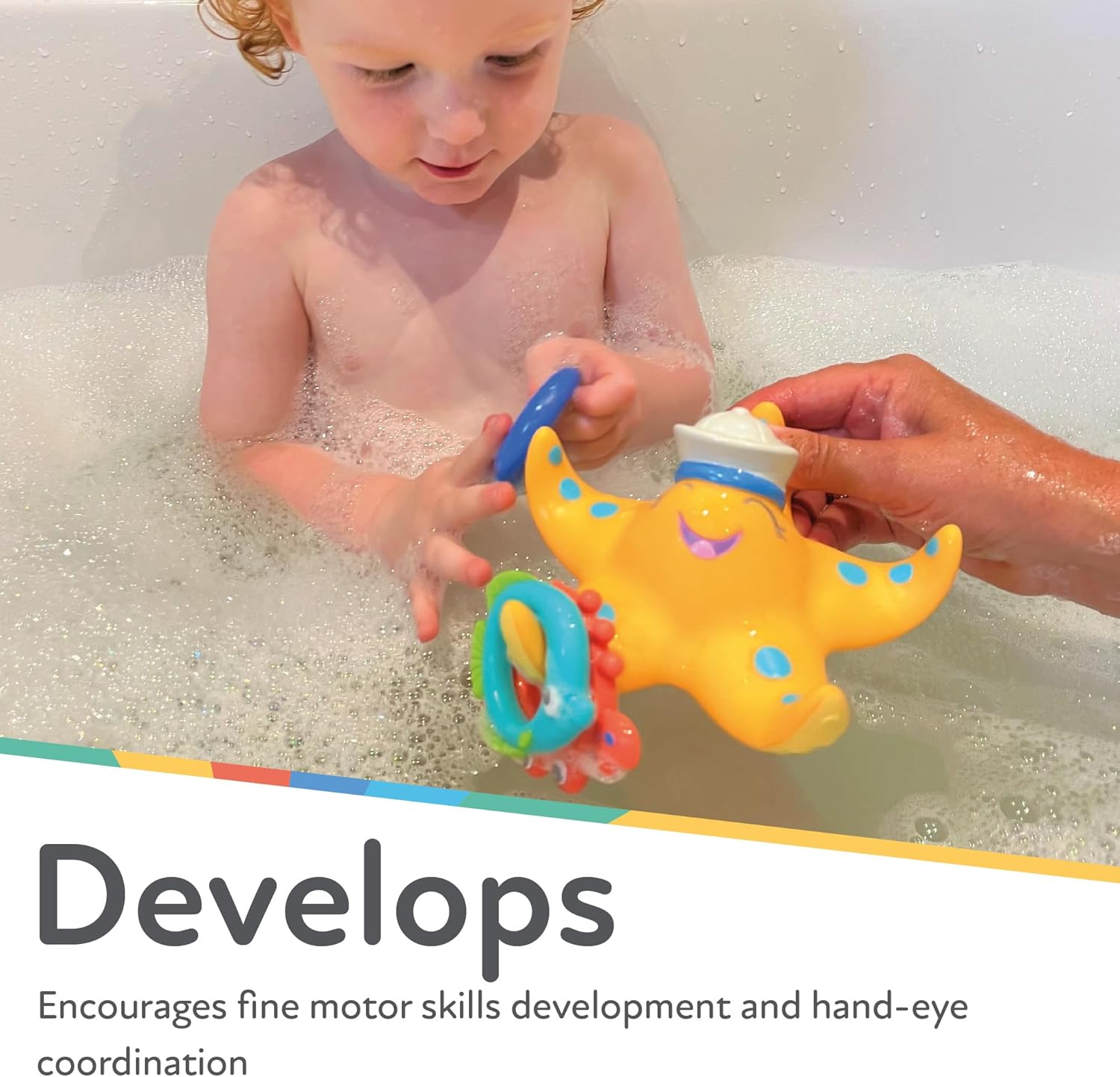 Nuby Starfish Hoopla Floating Bath Toy - 3 Throwing Rings for Kids 18 Months+ 4