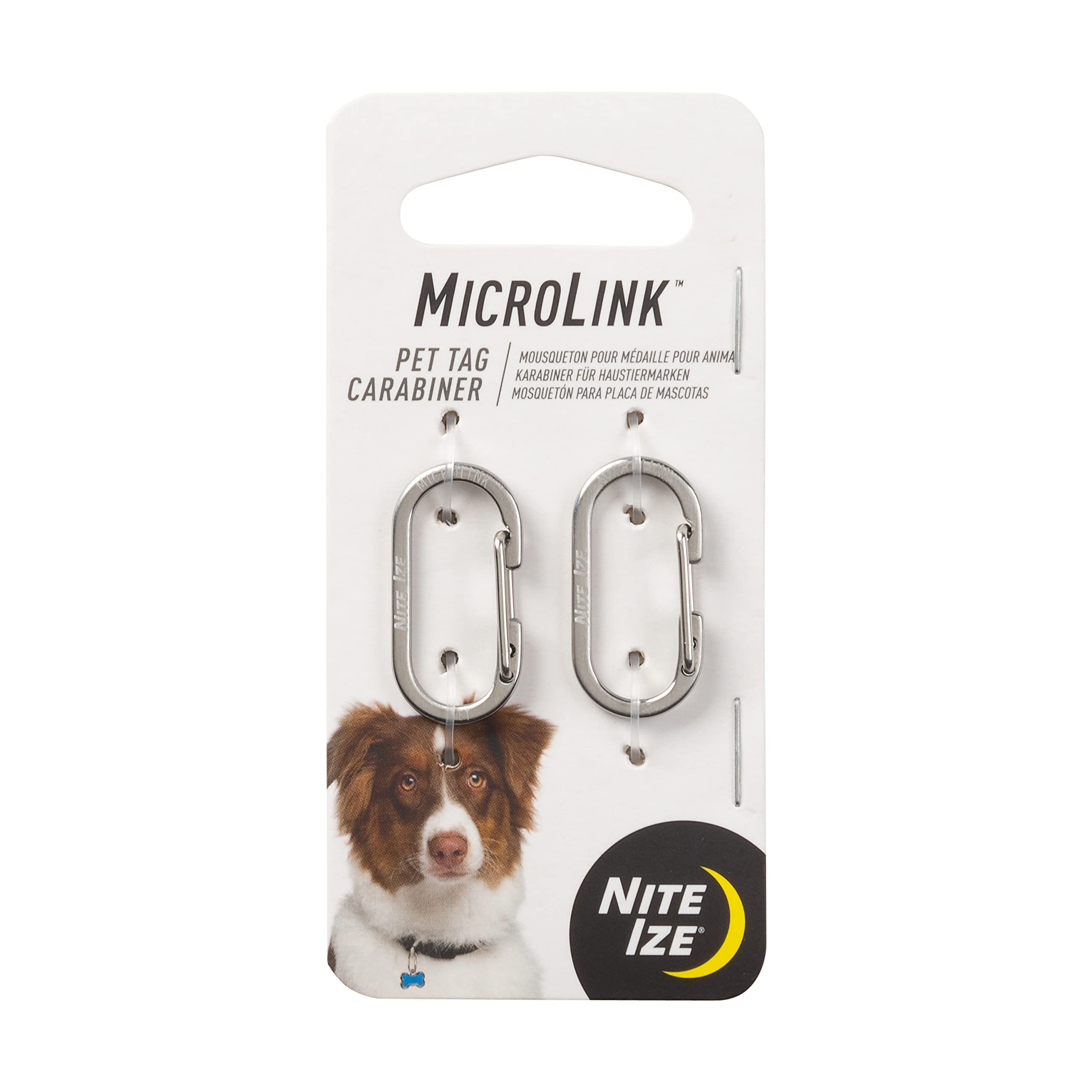 Nite Ize MicroLink Pet Tag Carabiner - Stainless Steel | Secures Tags | Easy Transfer