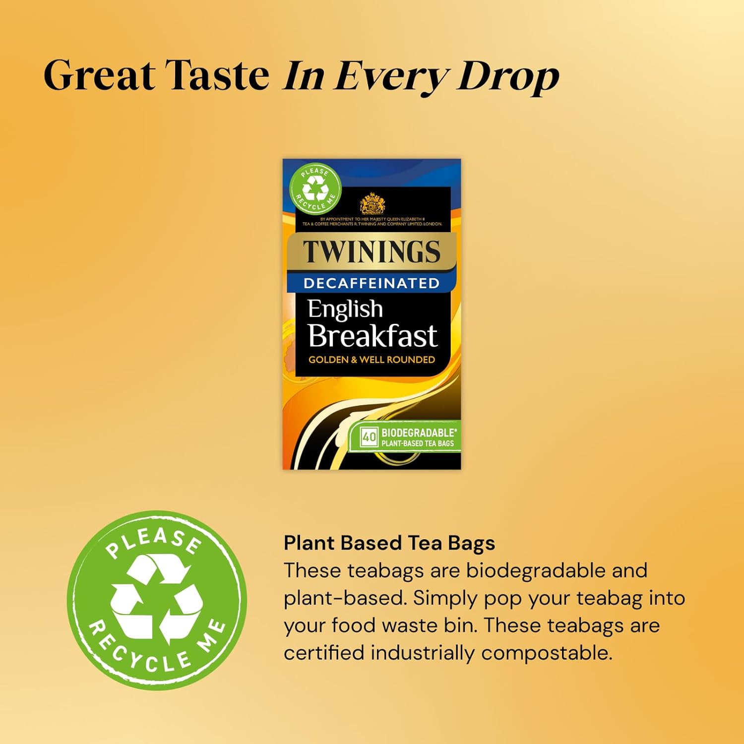 Twinings Decaf English Breakfast Tea | 40 Tea Bags | Golden & Full-Bodied 5