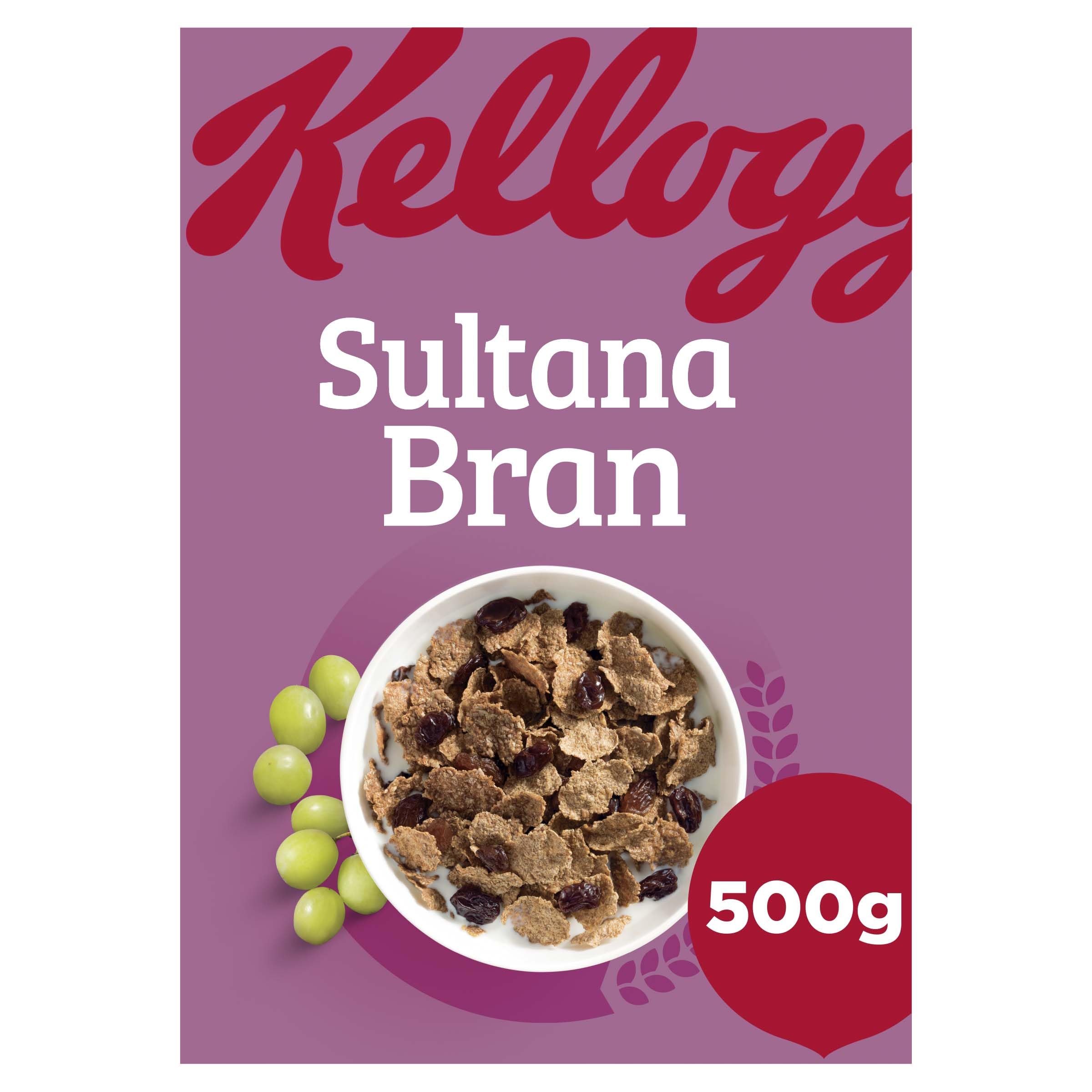 Kellogg's All-Bran Sultana Bran Cereal 500g with Whole Wheat Flakes & Sultanas