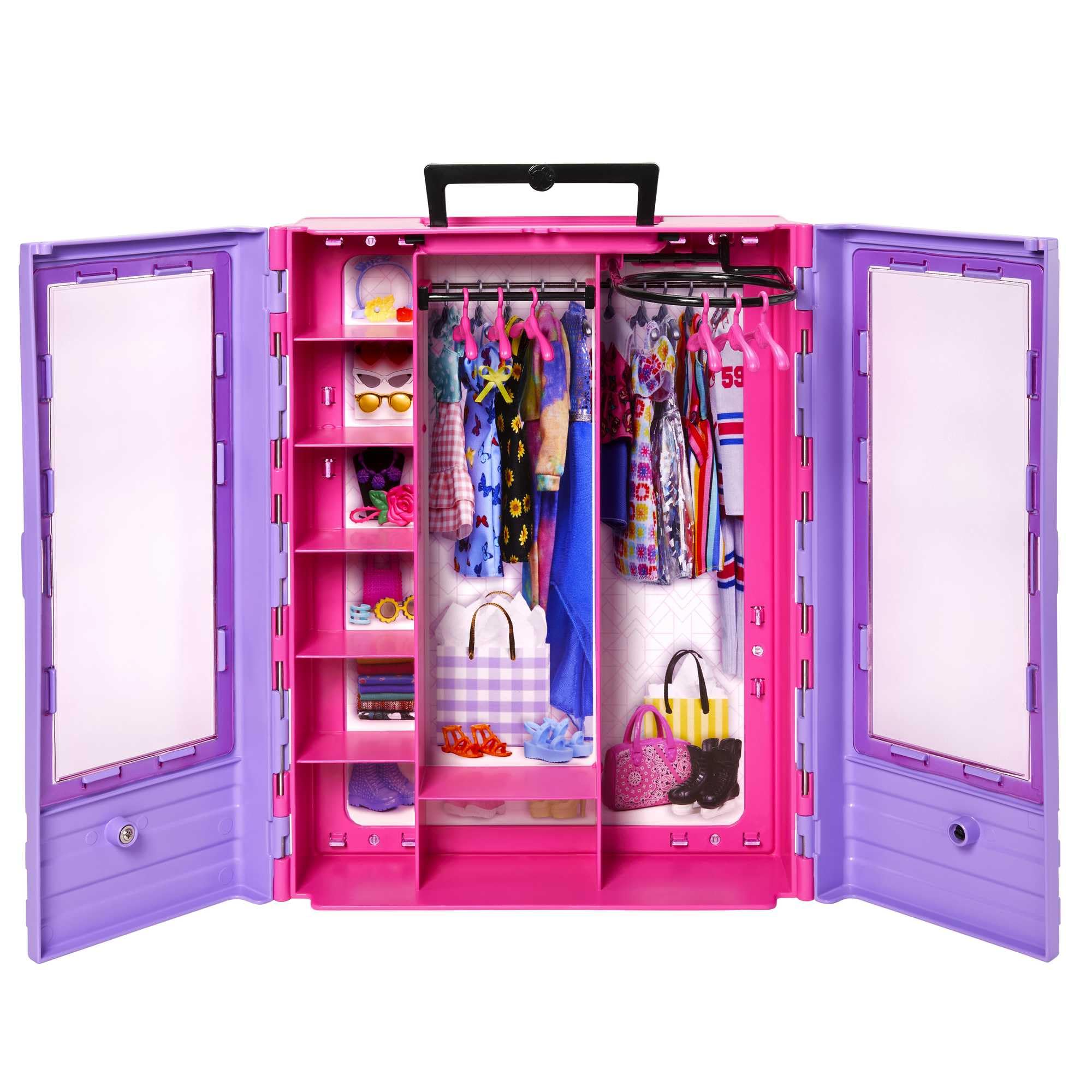 Barbie Fashionistas Ultimate Closet Playset - Doll with 3 Outfits, 6 Hangers & 15 Accessories, Ages 5-18 2