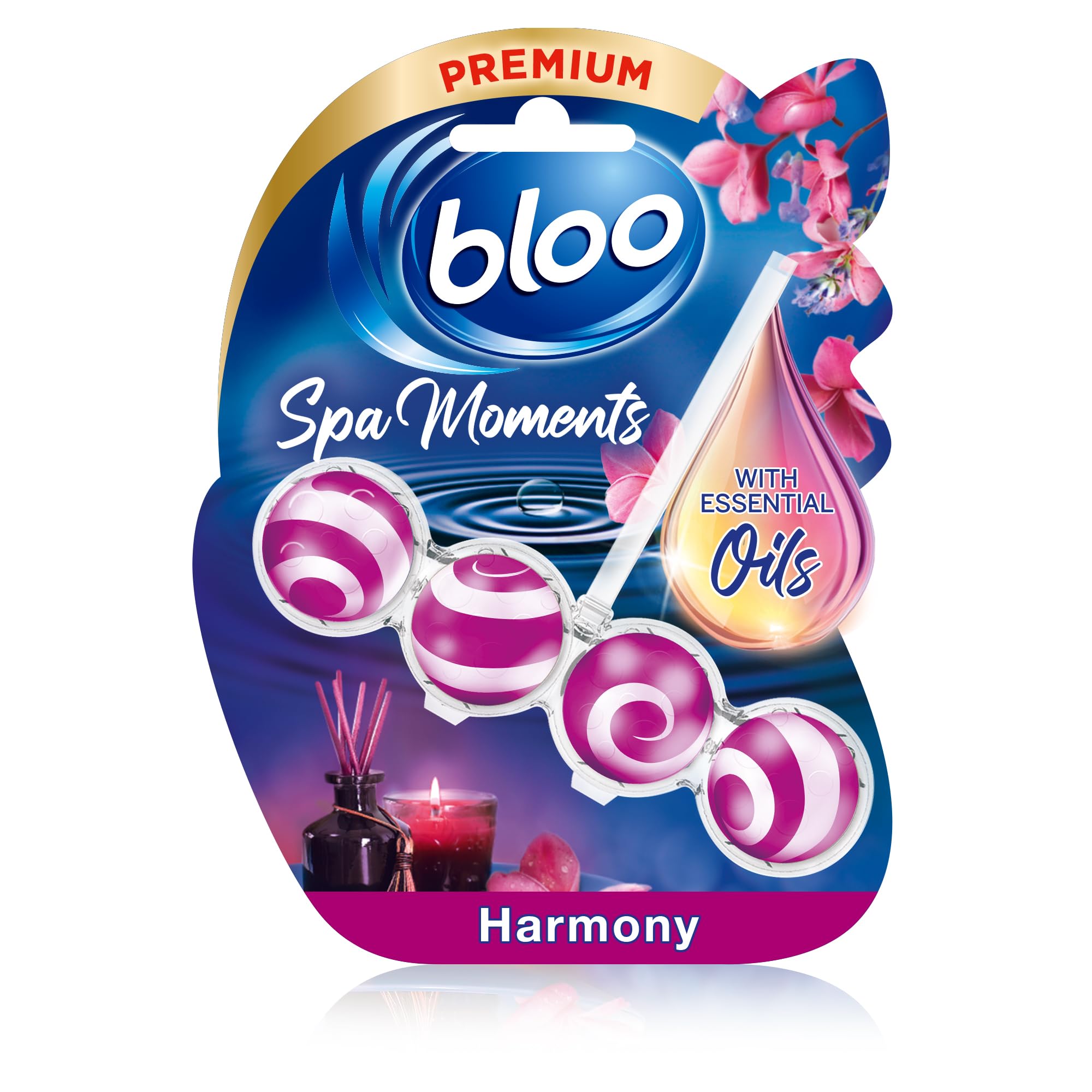 Bloo Spa Moments Harmony Toilet Rim Block Cleaner | 4-Function Formula | Prevents Limescale | 50g