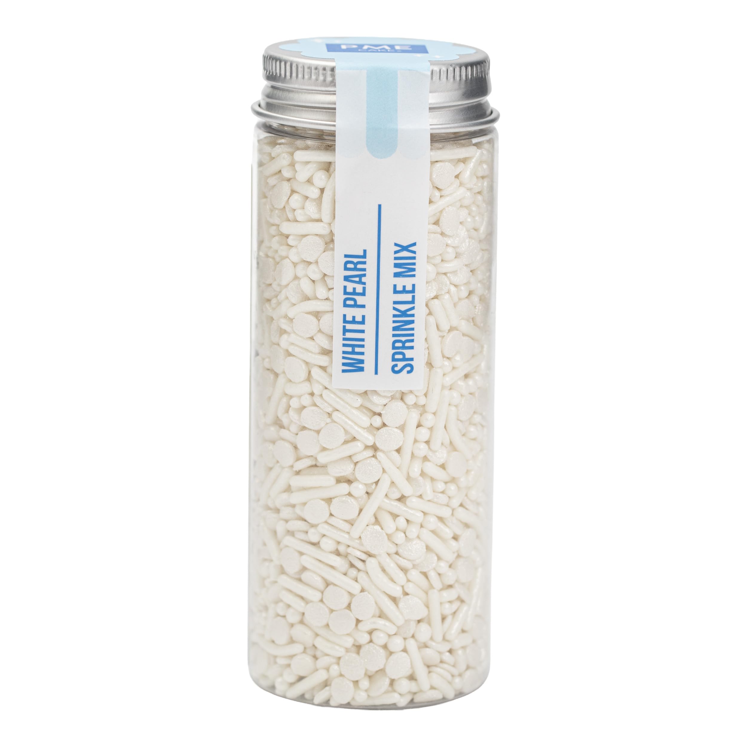 PME Cake Sprinkle Mix - White Pearl | 76g Blend of Strands, Beads & Confetti