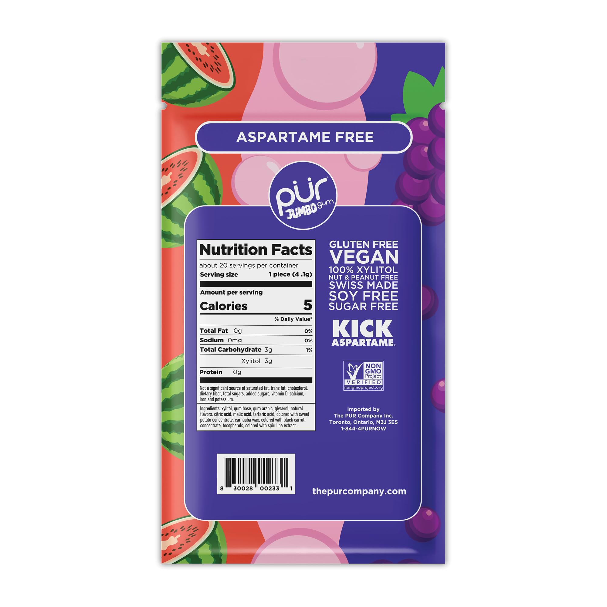PUR - Jumbo Gum Chewing Gum (Resealable Bag) 3