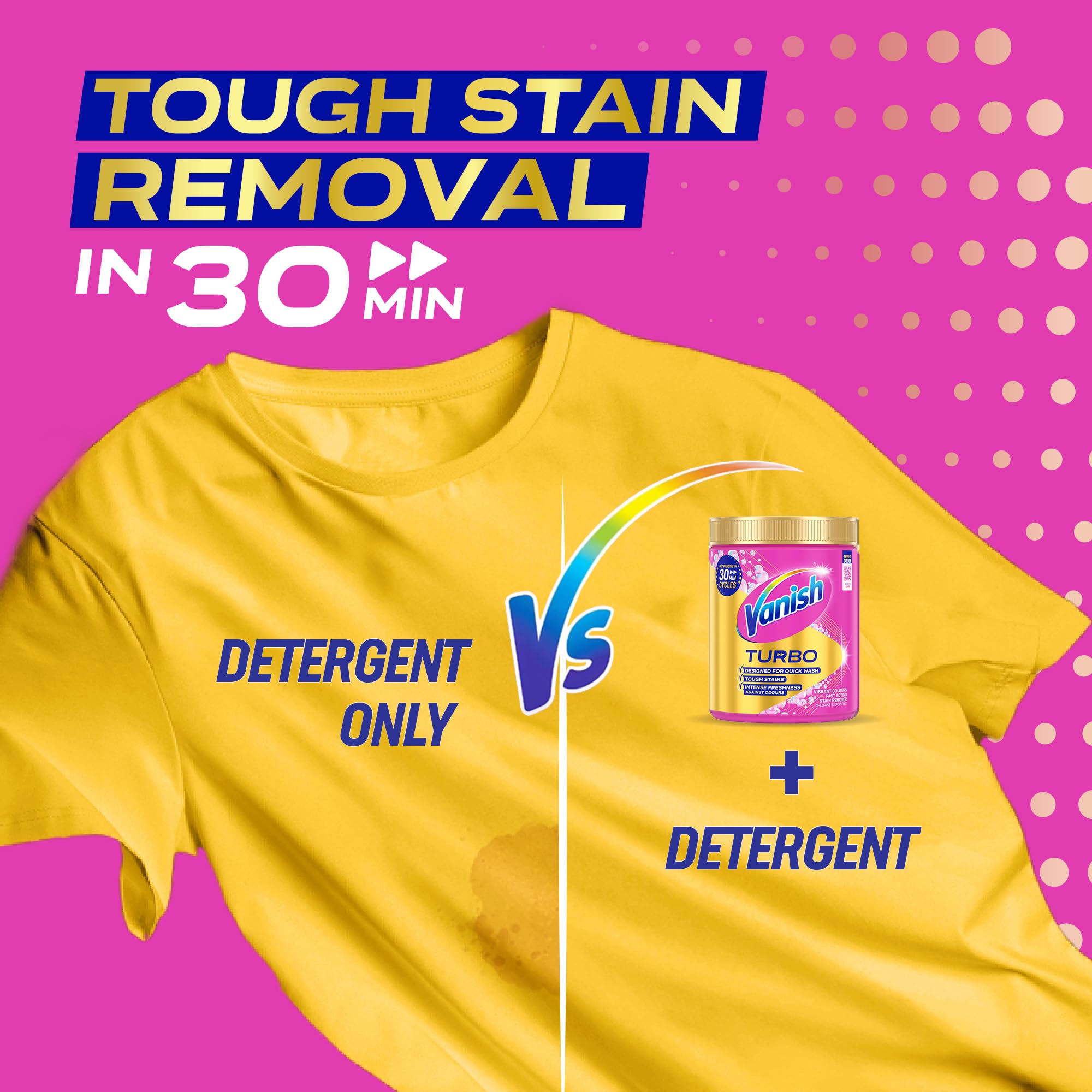 Vanish Turbo Stain Remover Powder - Boosted Oxi Action for Quick Wash | 1.9kg 3