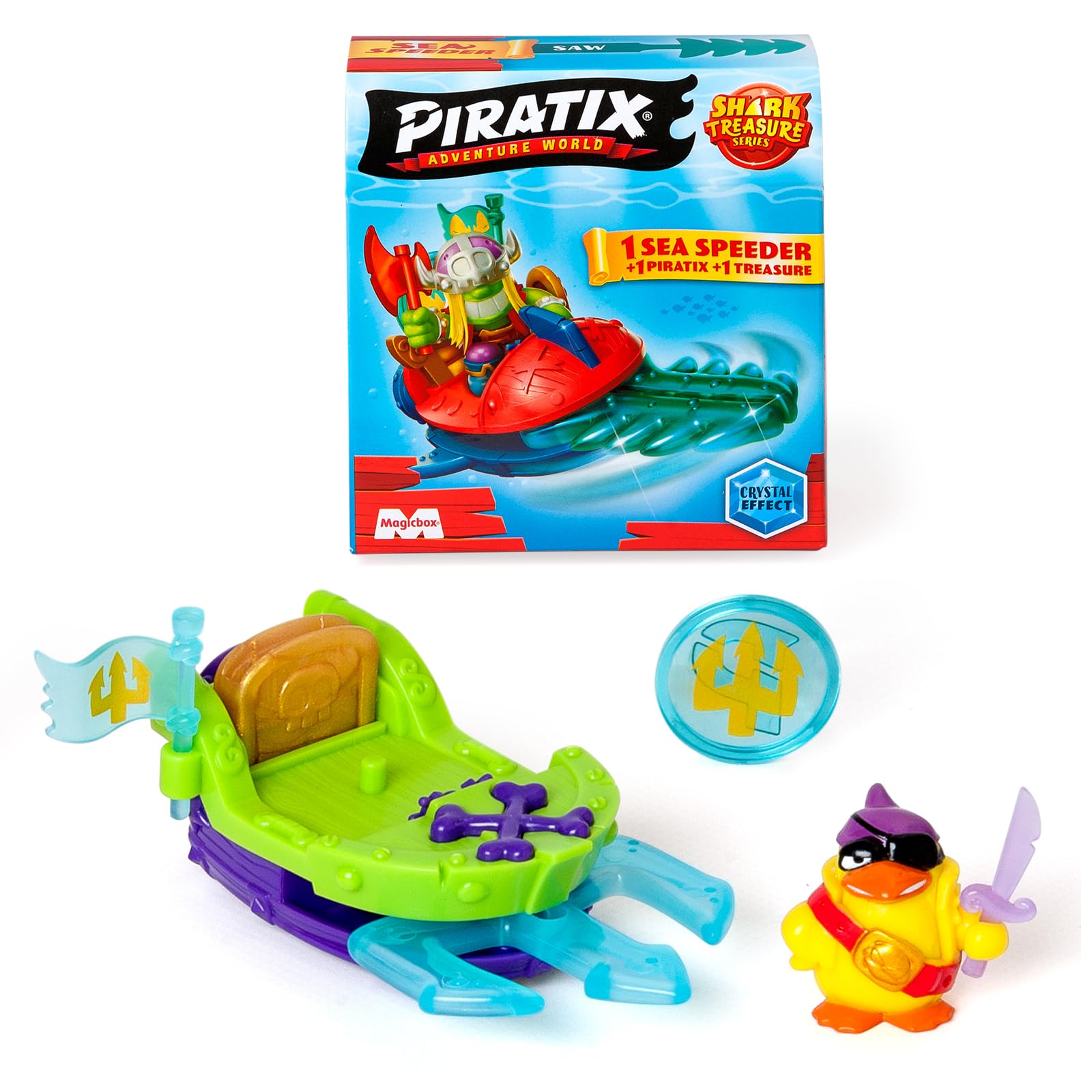 PIRATIX ADVENTURE WORLD Shark Treasure Series Sea Speeder Collectible Boat | Multicolor | Ages 3+ 1