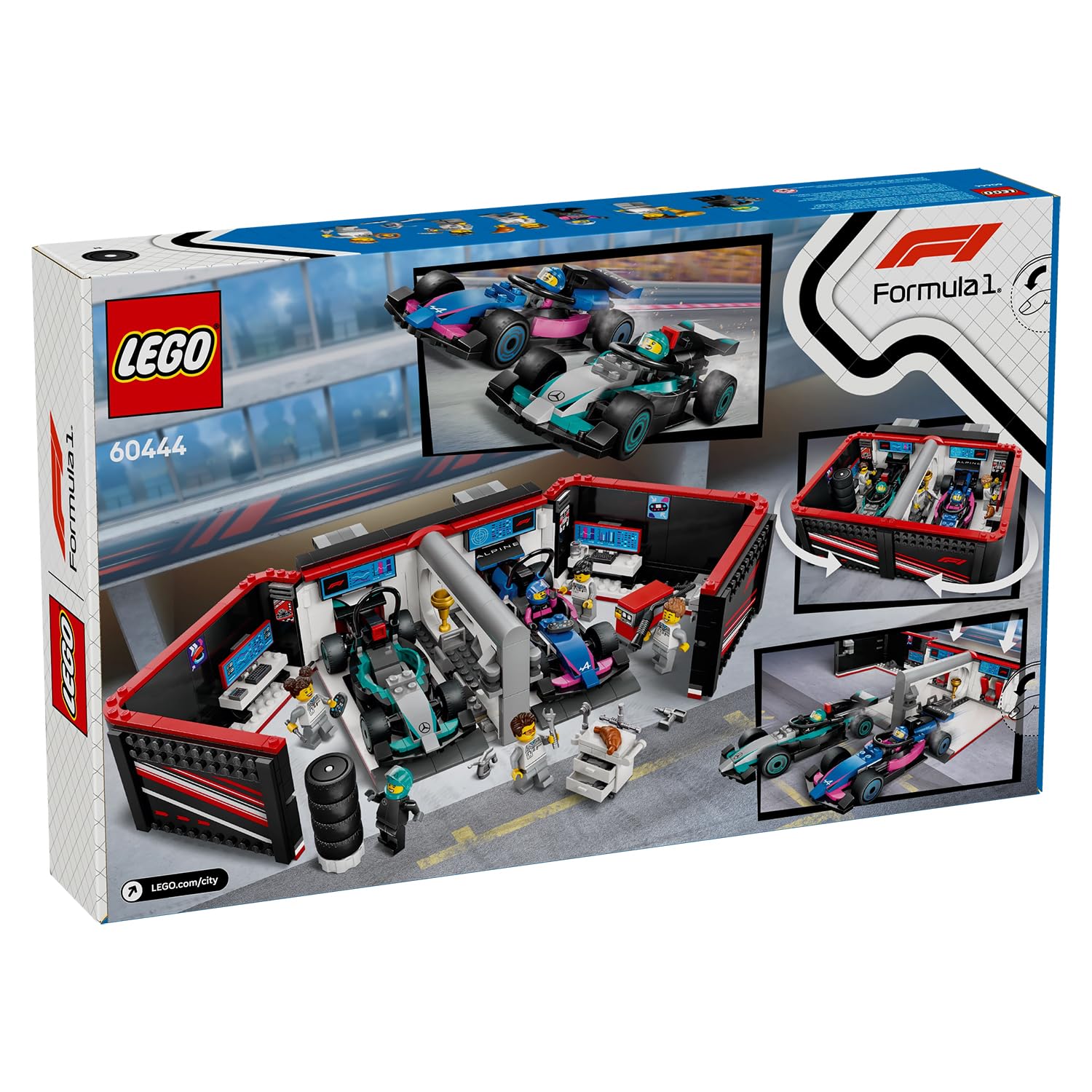 LEGO City F1 Garage & Mercedes-AMG & Alpine Cars - Building Playset for Kids 7+ 8