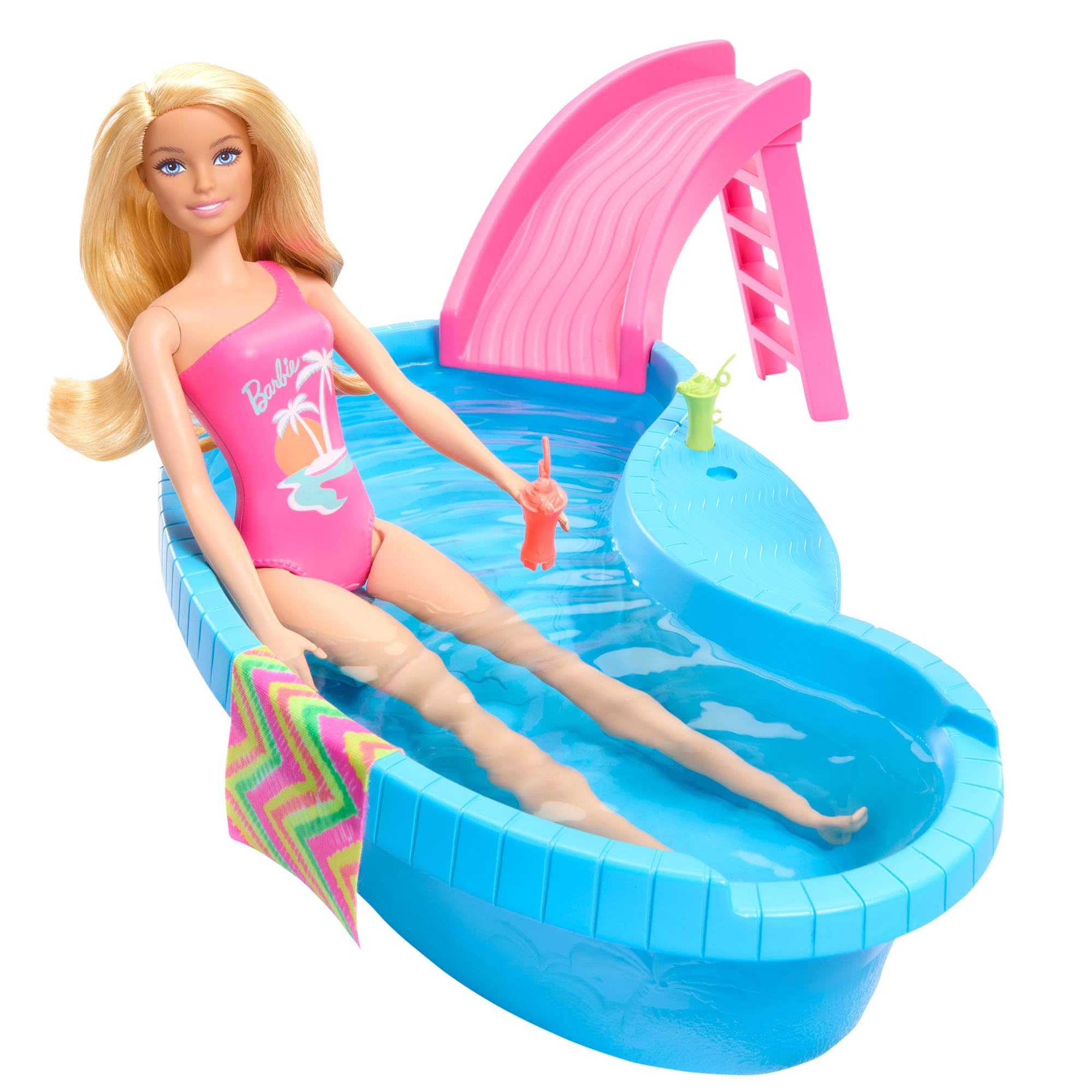 Barbie Pool Playset - Includes Barbie Doll, Pool, Slide & Accessories | Ages 3+ 2