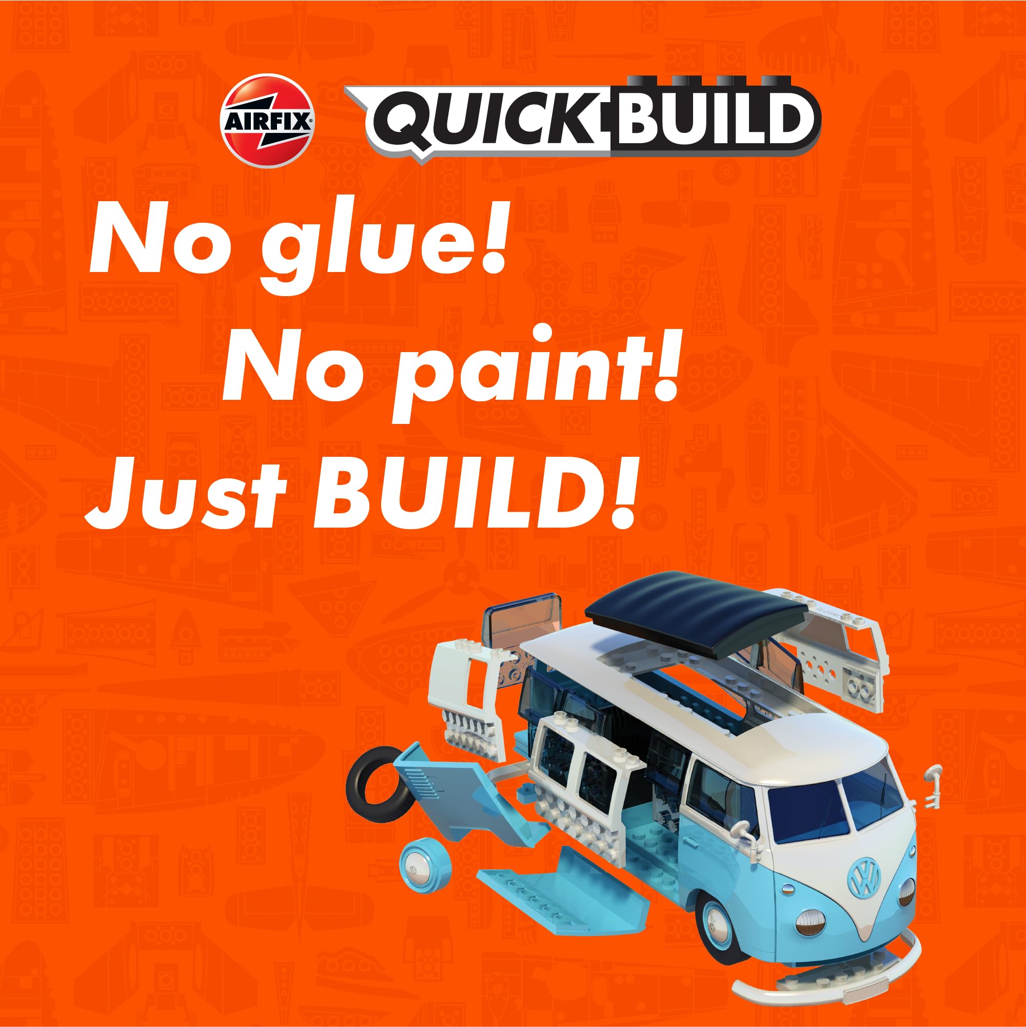 Airfix Quick Build VW Camper Van Model Kit - Snap Together Plastic Car Model for Kids & Adults, Blue 6