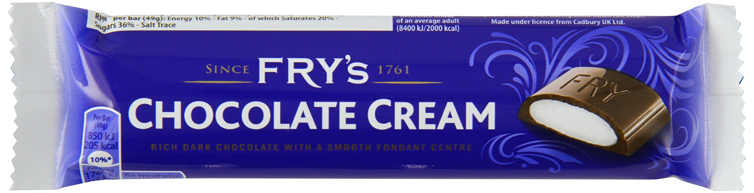 Fry's Chocolate Cream Bar, Smooth Milk Chocolate with Creamy Fondant Centre, 49g