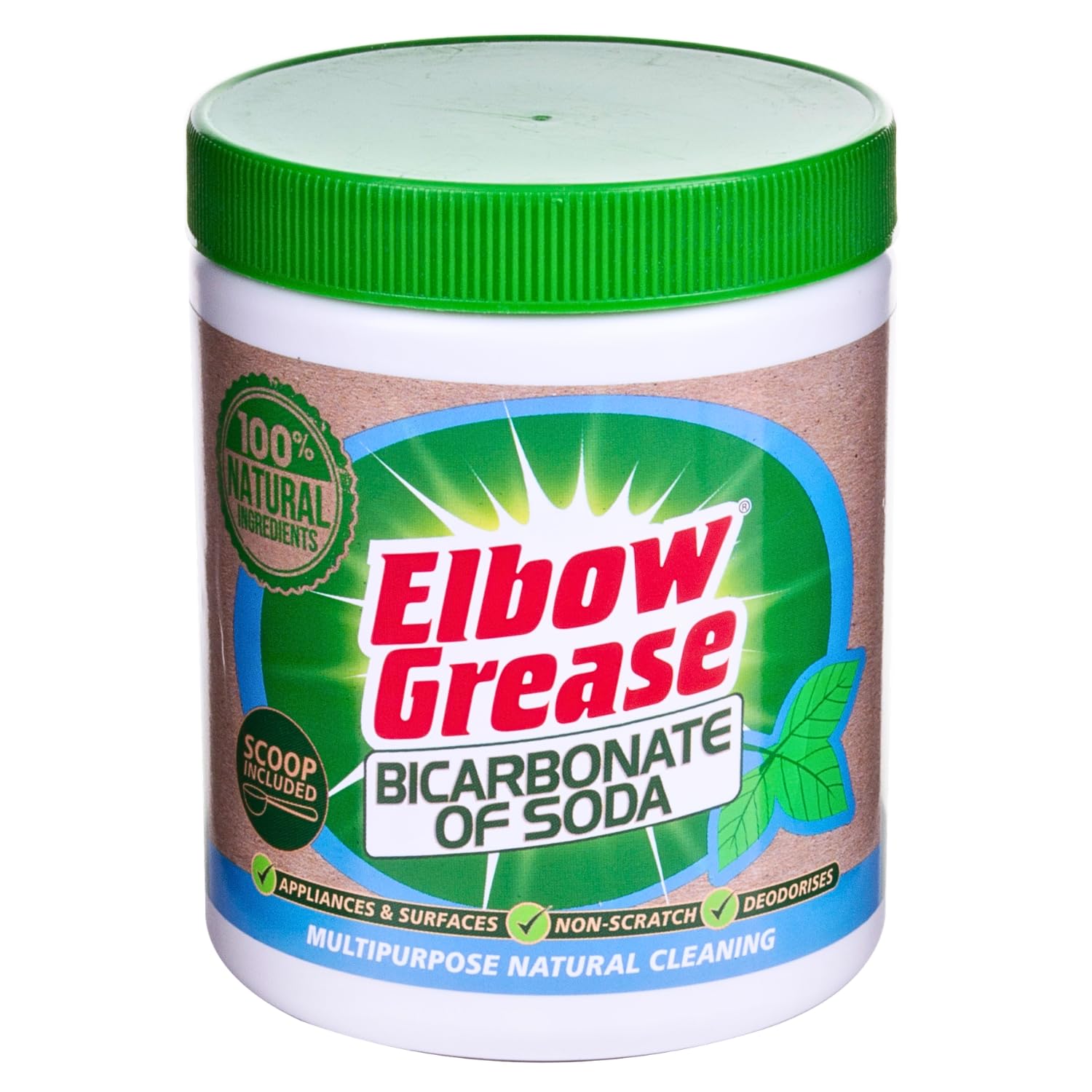 Elbow Grease Bicarbonate of Soda - 100% Natural Multipurpose Cleaner, Deodoriser & Degreaser | 500g Tub