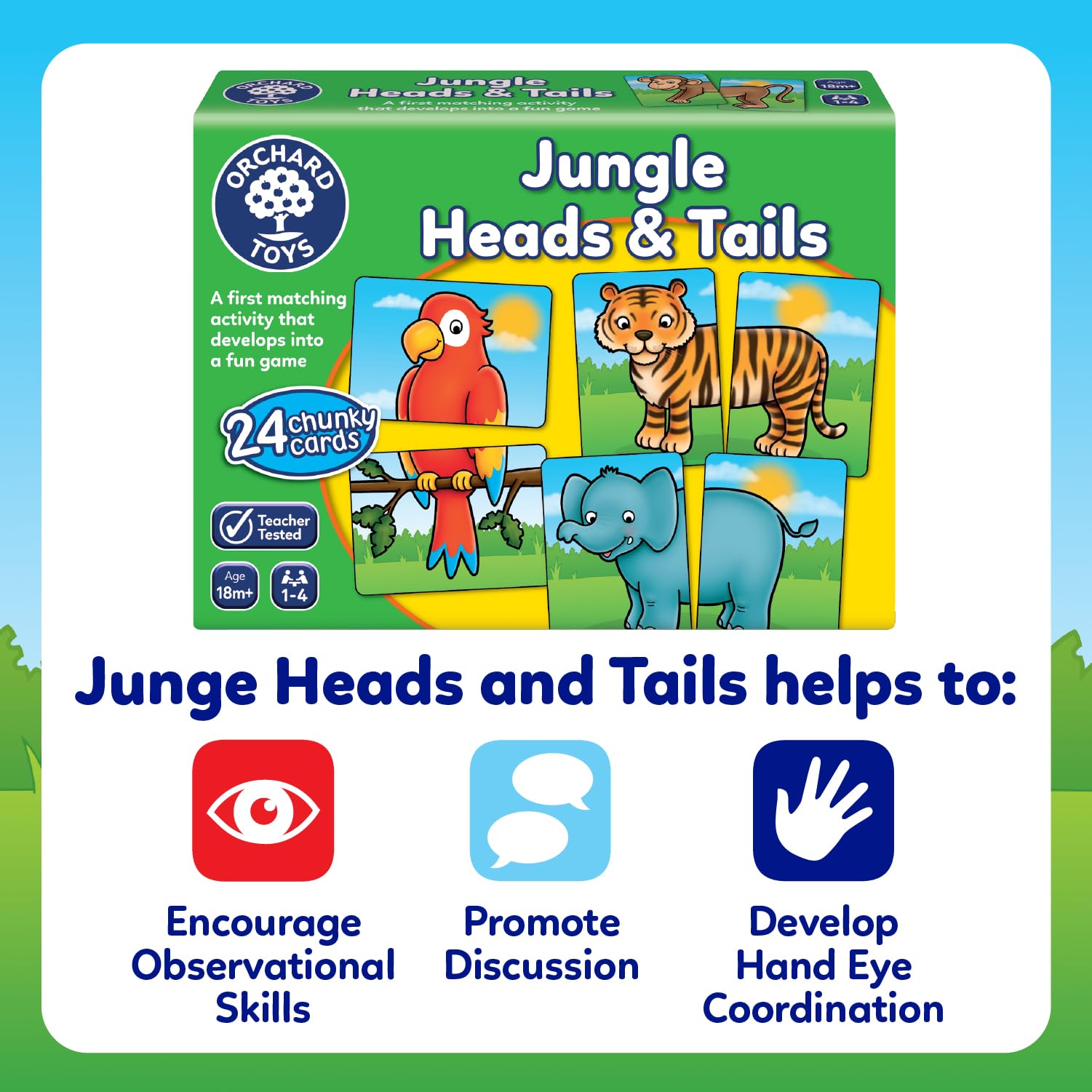 Orchard Toys Jungle Heads and Tails Matching Game - Educational, Ages 18 Months+, 1-4 Players 6