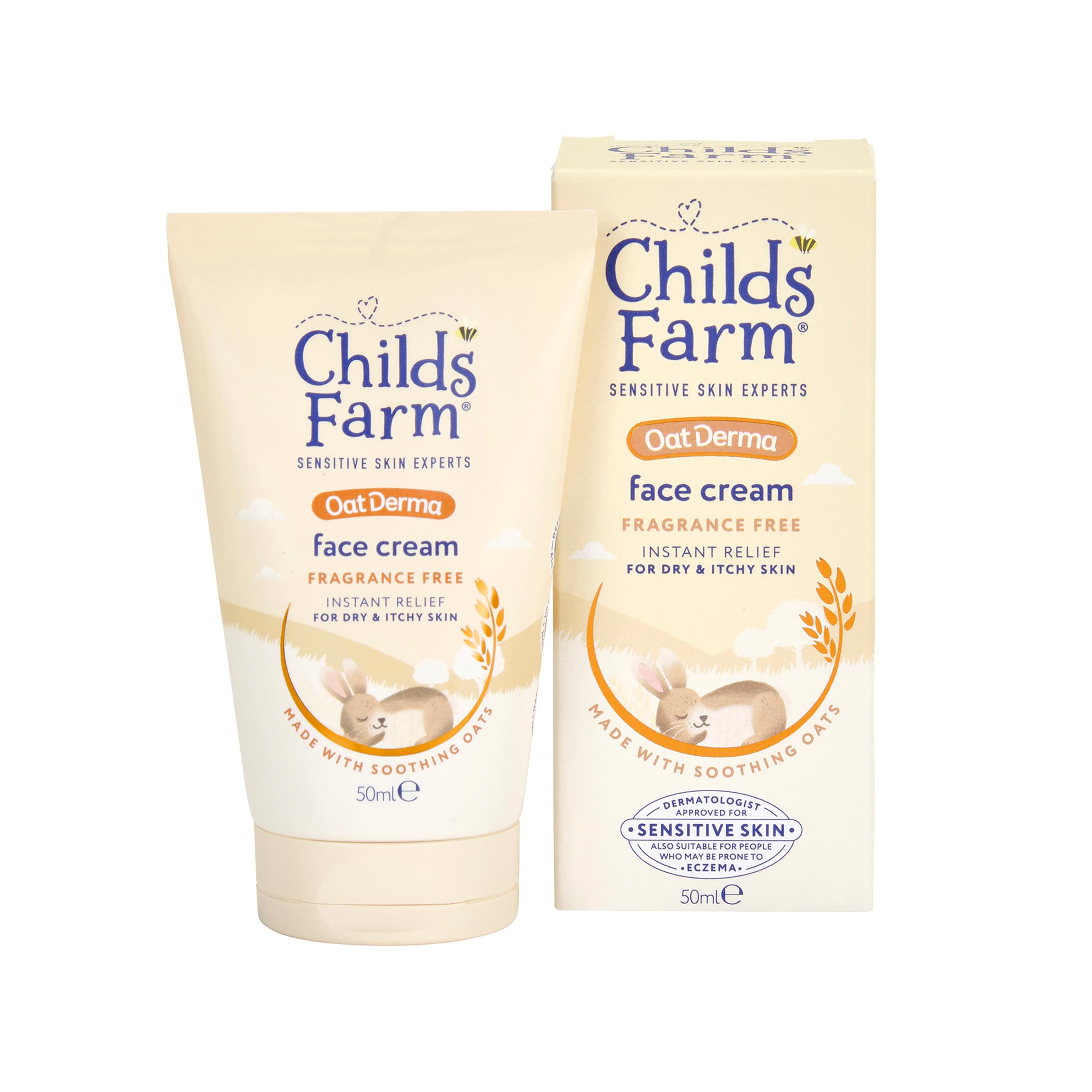 Childs Farm OatDerma Face Cream Moisturiser - Fragrance-Free Hydration for Sensitive Skin, 50ml