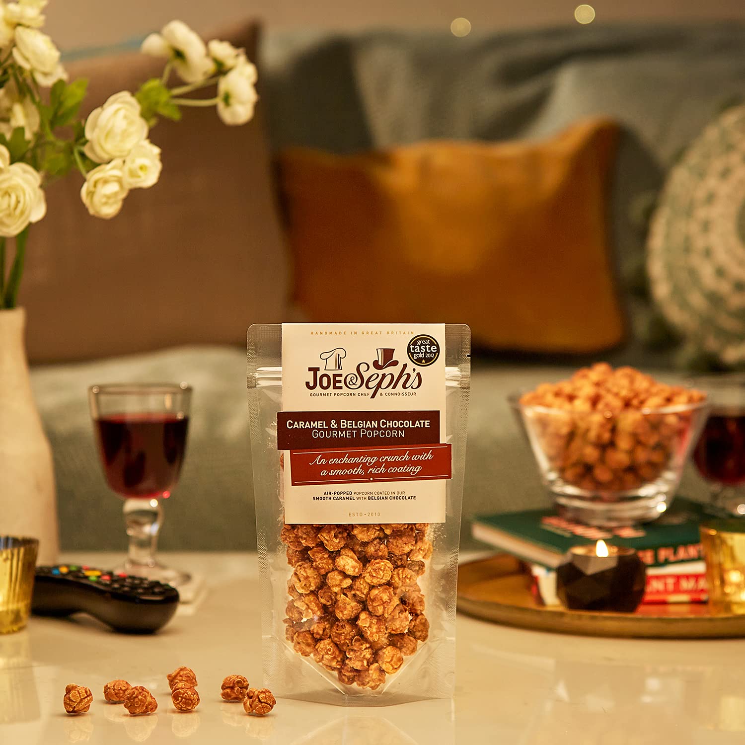 Joe & Sephs Belgian Chocolate Popcorn (4x80g) - Gourmet Air-Popped Snack, 1 Star Great Taste Award, Vegetarian, Movie Night Treat 3