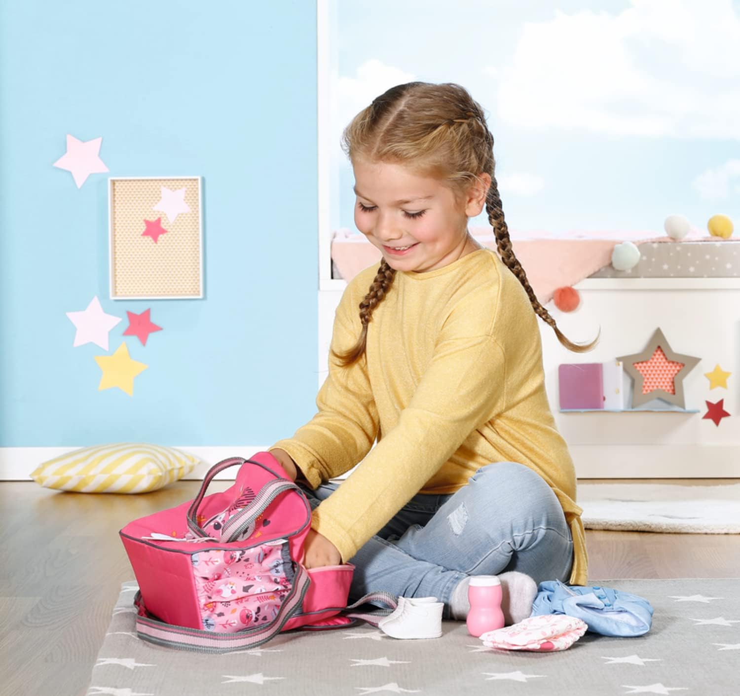 BABY born Doll Changing Bag - Pink Shoulder Bag with Changing Mat, Lotion Bottle & Nappy 14