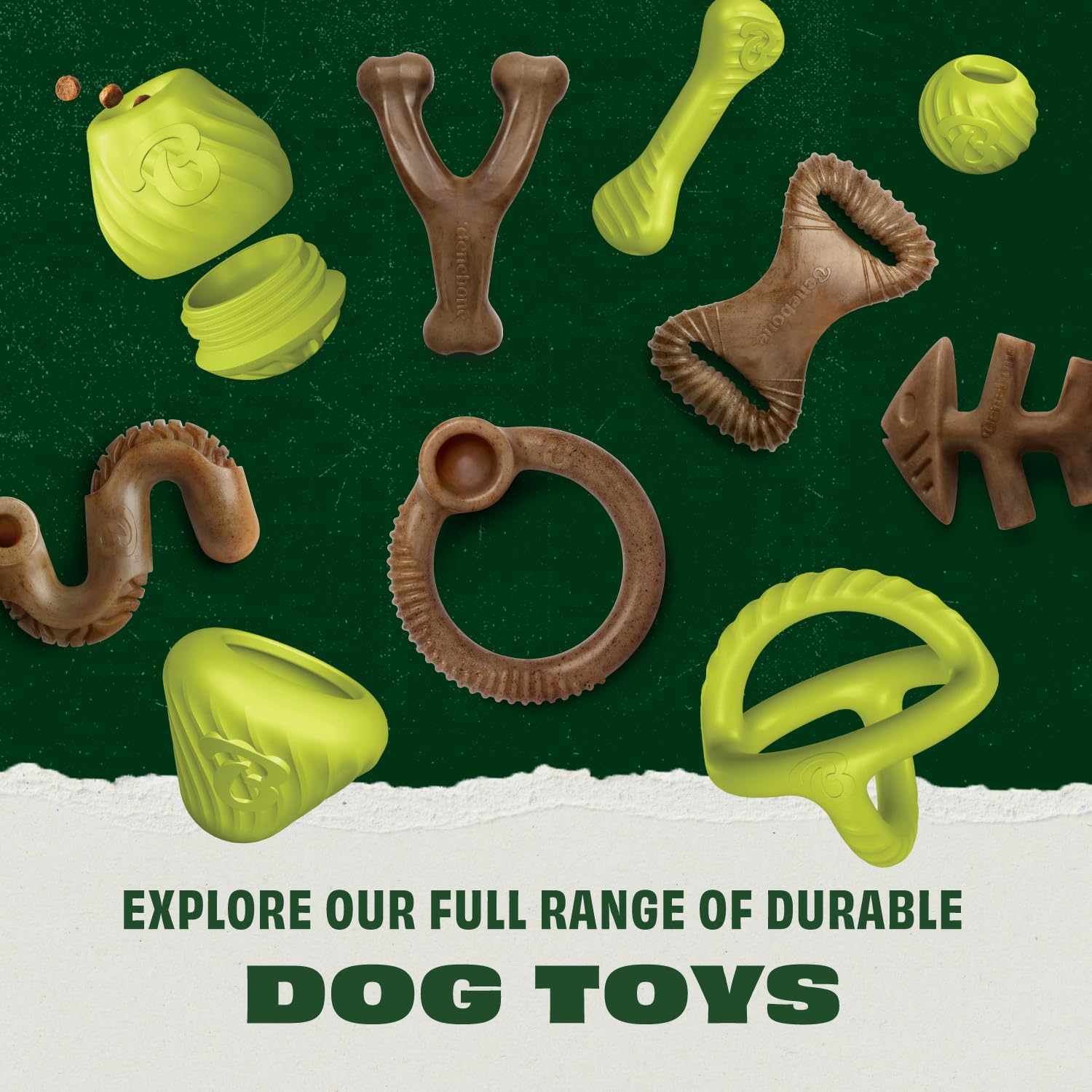 Benebone Natural Rubber Tug Interactive Dog Toy - Dishwasher Safe | Green | Unscented 6