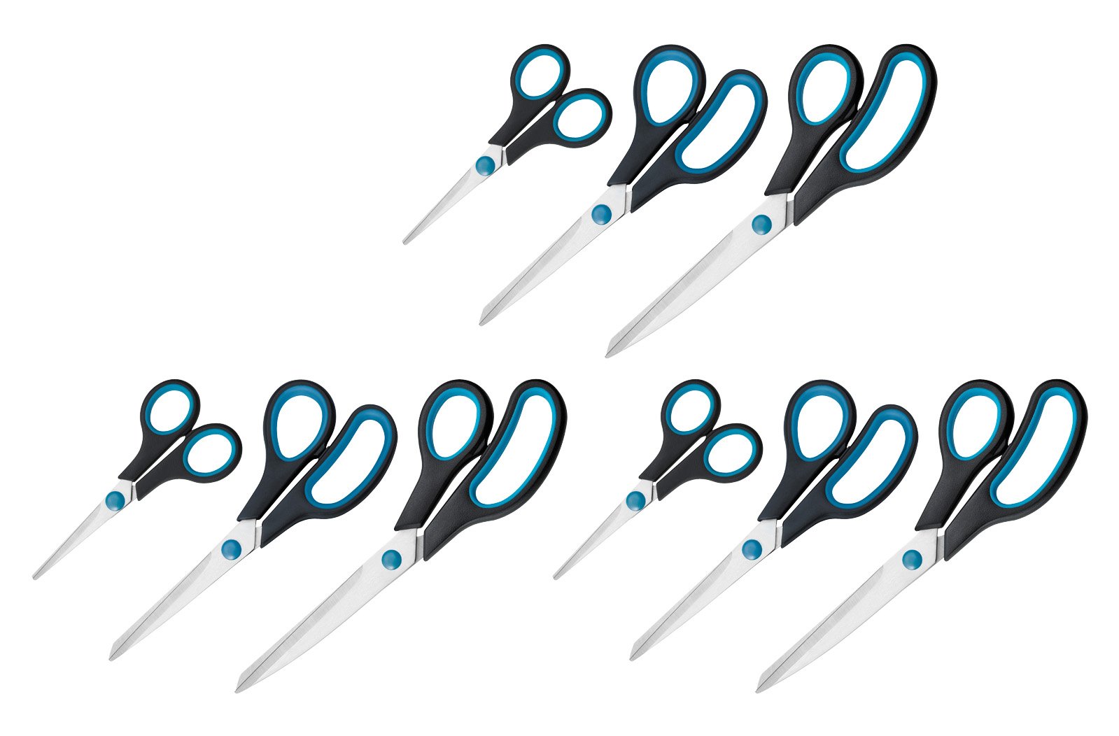 Westcott Easy Grip Scissors Set N-90027 00-I | 3 Piece Set | 13, 21, 25 cm | Stainless Steel 1