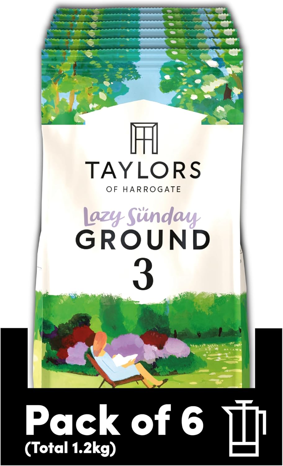 Taylors of Harrogate Lazy Sunday Ground Coffee, 200g (Pack of 6) - 1.2kg Total