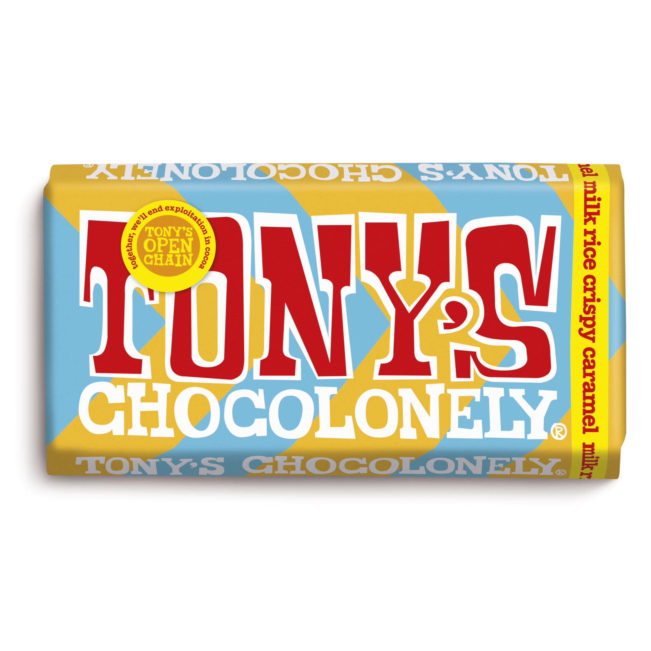 Tony's Chocolonely Milchschokoladen-Reis-Crispy-Karamell-Riegel – 180 g
